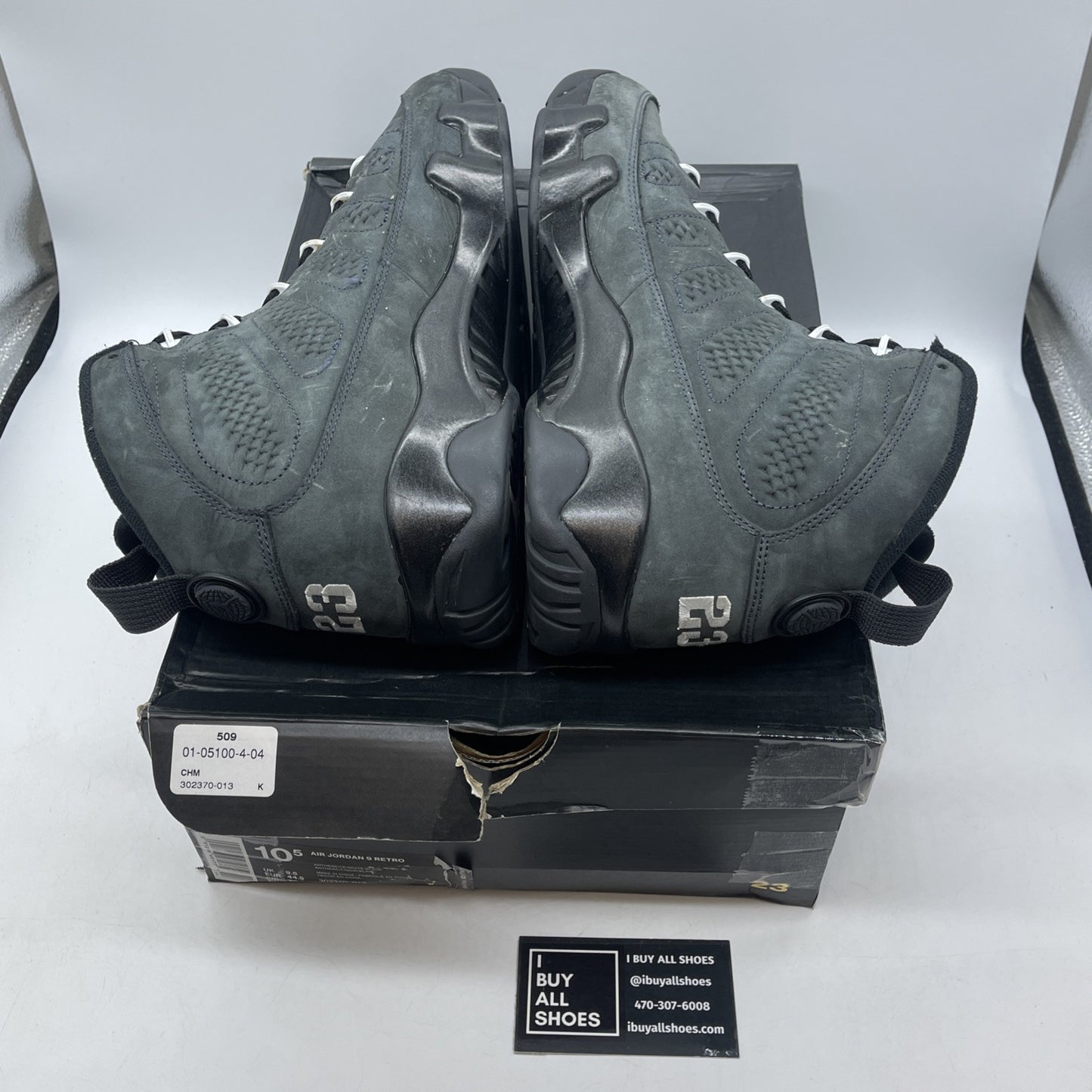 Size 10.5 - Air Jordan 9 Retro Anthracite Grey White Black Suede (302370-013)