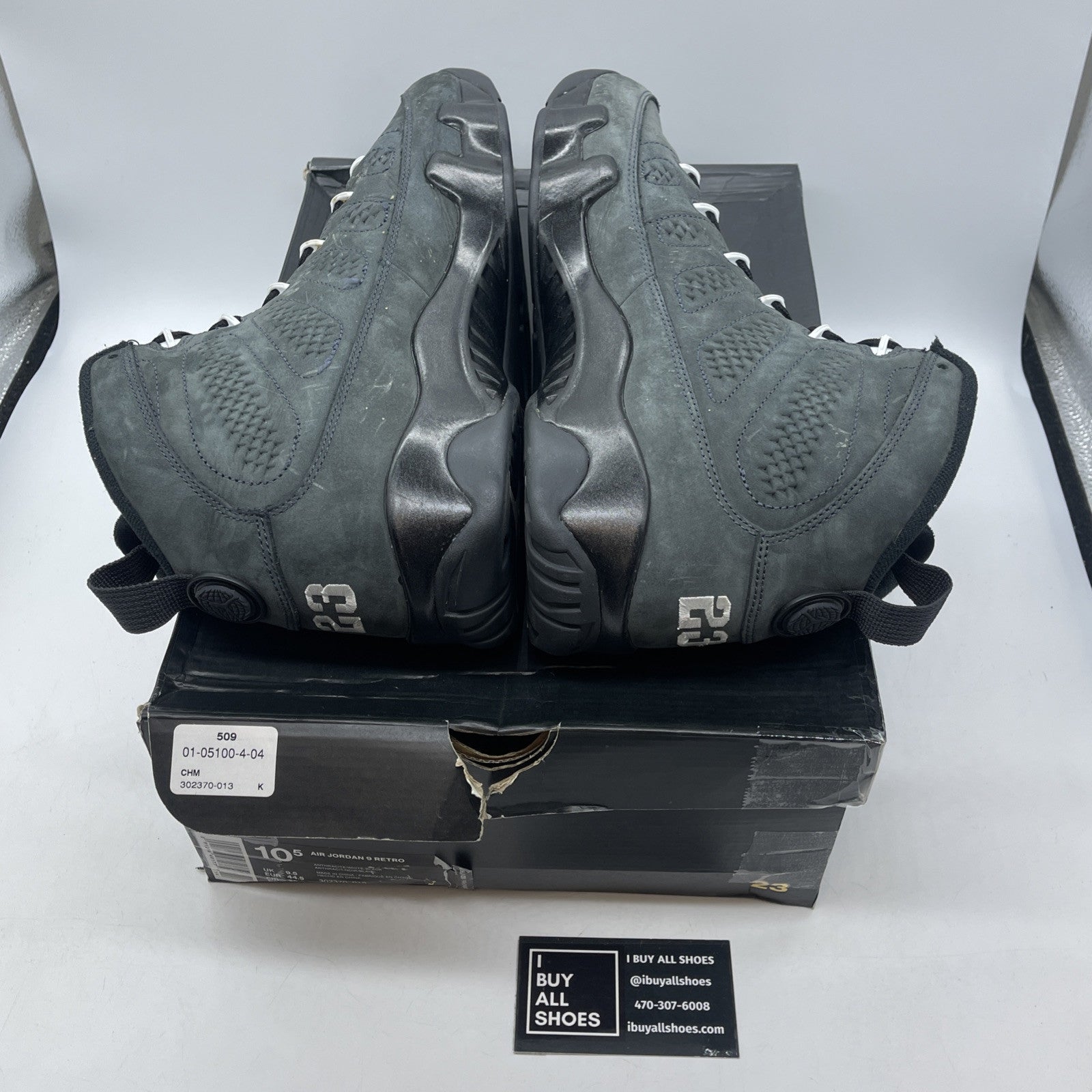 Size 10.5 - Air Jordan 9 Retro Anthracite Grey White Black Suede (302370-013)