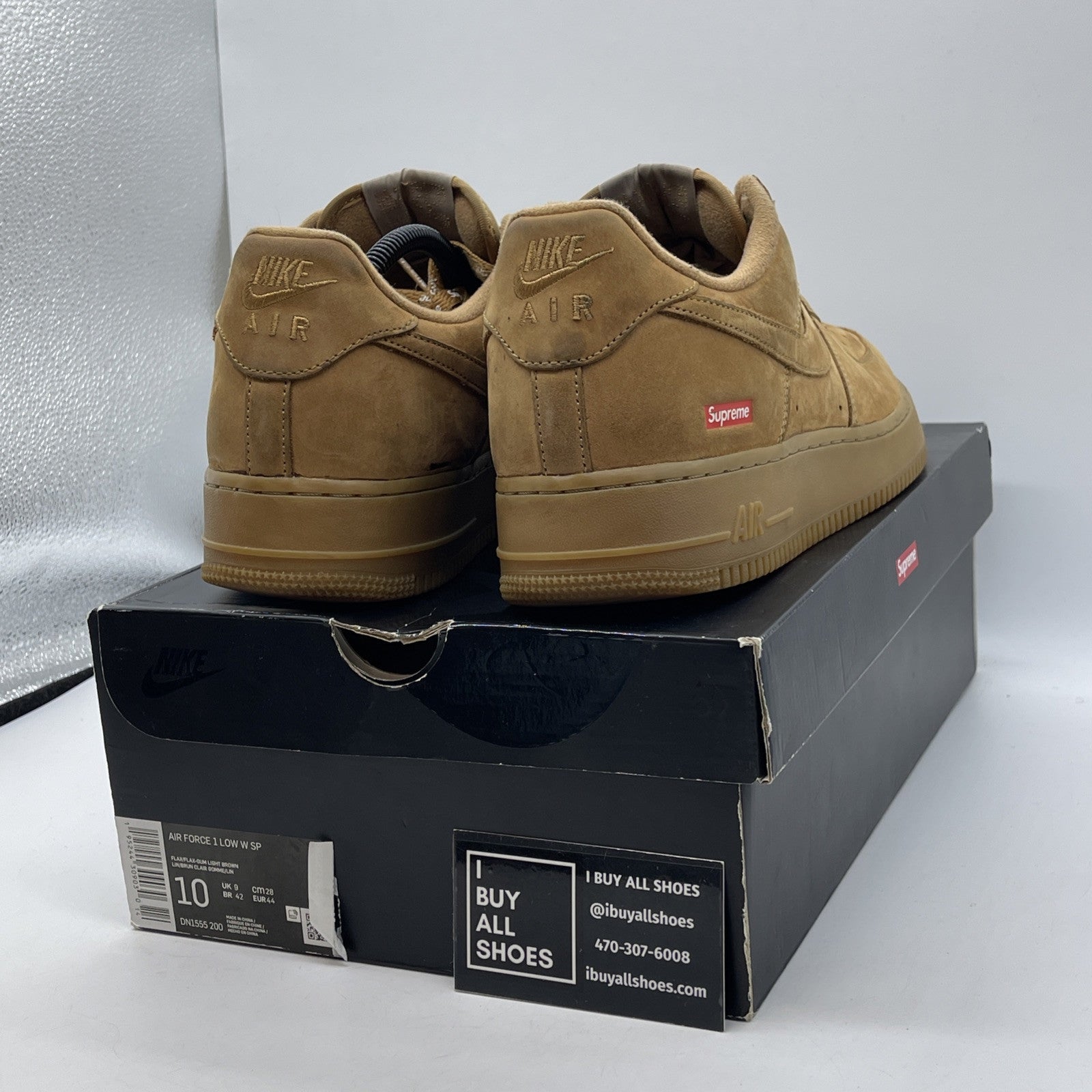 Size 10 - Nike Air Force 1 Low SP x Supreme Wheat Brown Red Suede (DN1555-200)