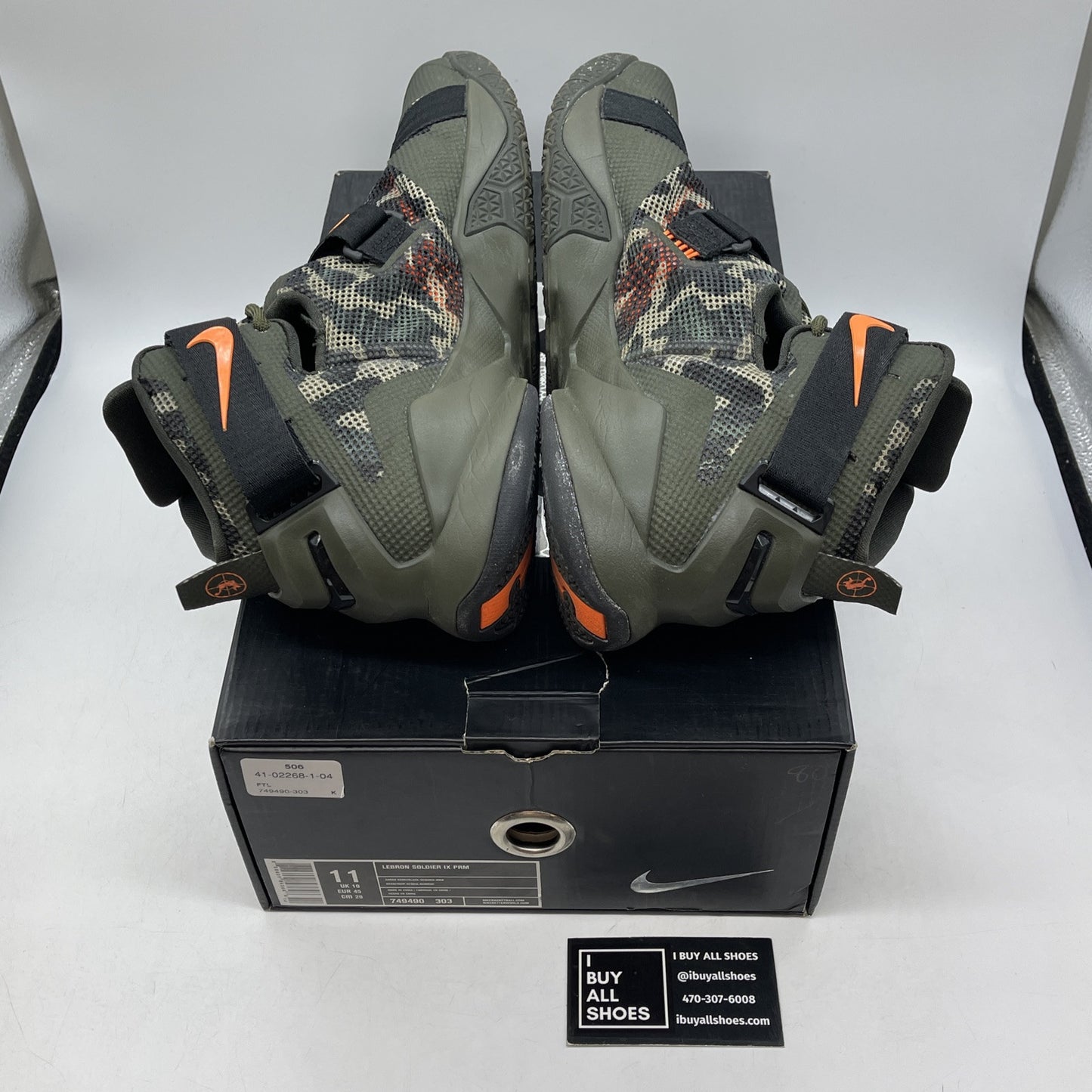 Size 11 - Nike LeBron Soldier 9 Premium Camo Green Black (749490-303)