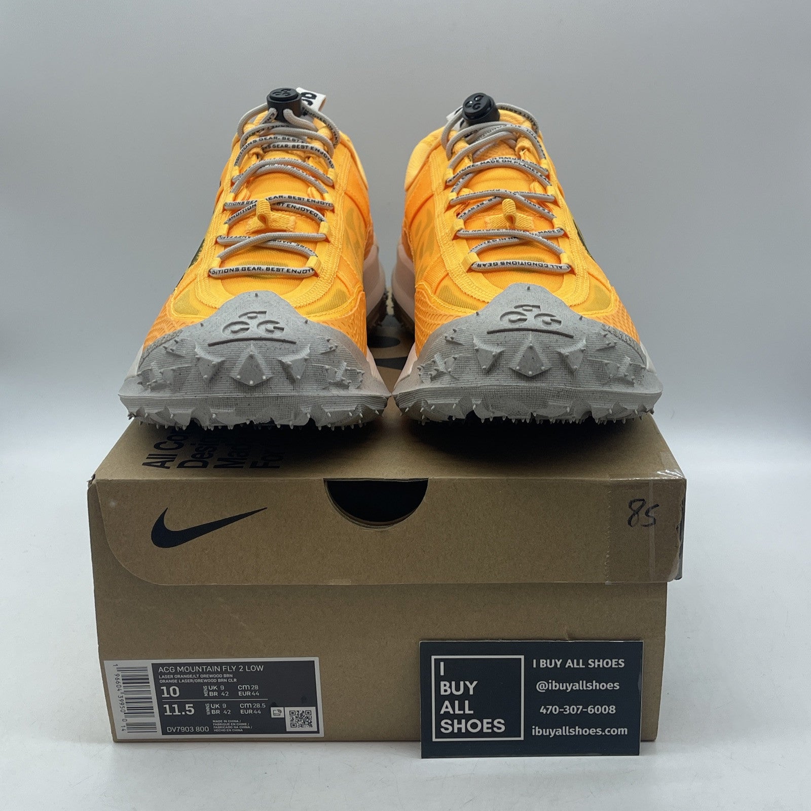 Size 10 - Nike ACG Mountain Fly 2 Low Laser Orange White Suede (DV7903-800)