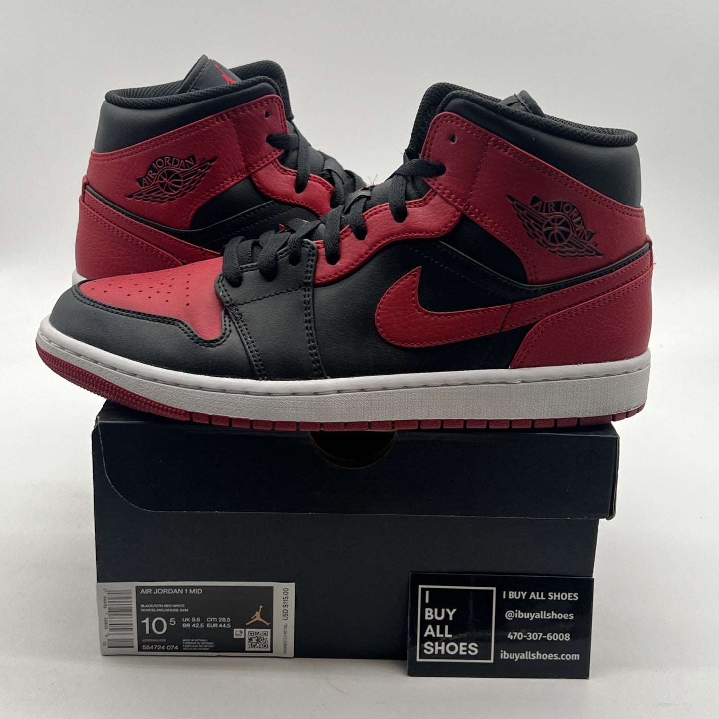 Size 10.5 - Air Jordan 1 Mid Banned 2020 (554724-074)