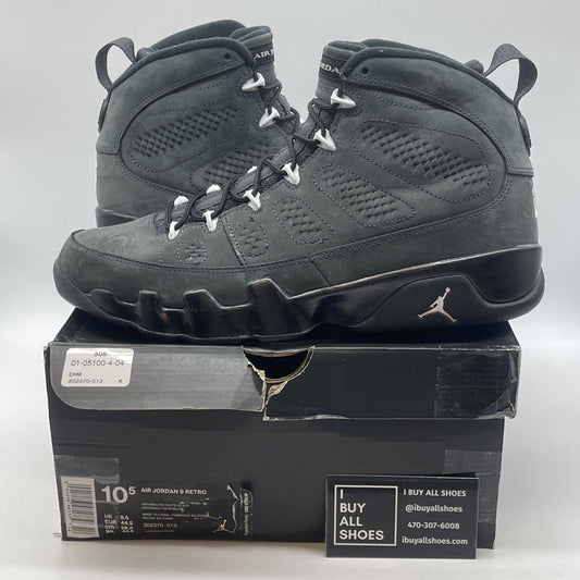 Size 10.5 - Air Jordan 9 Retro Anthracite Grey White Black Suede (302370-013)