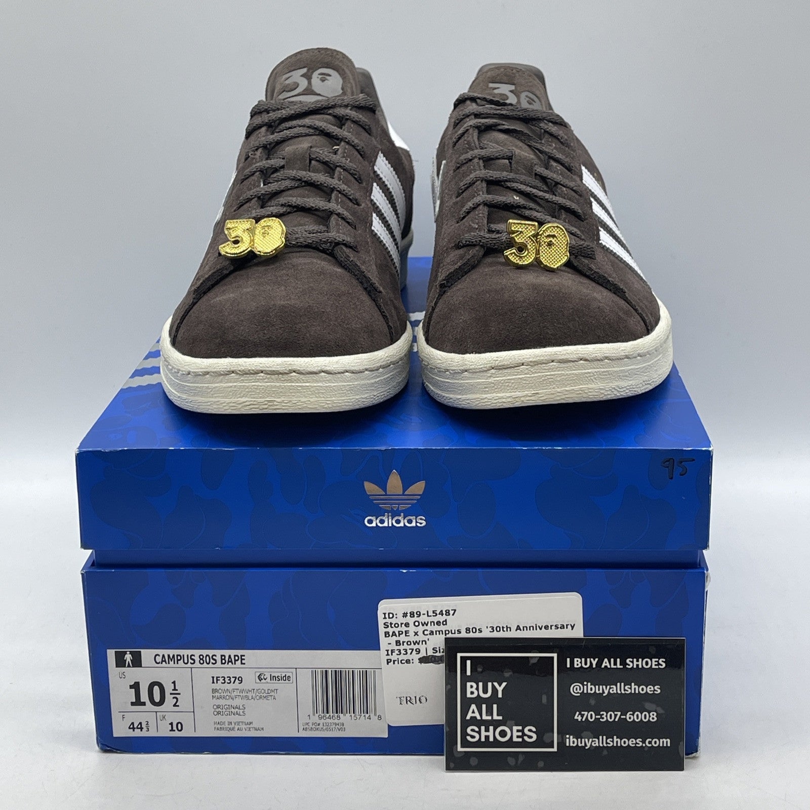 Size 10.5 - adidas BAPE x Campus 80s 30th Anniversary - Brown White (IF3379)