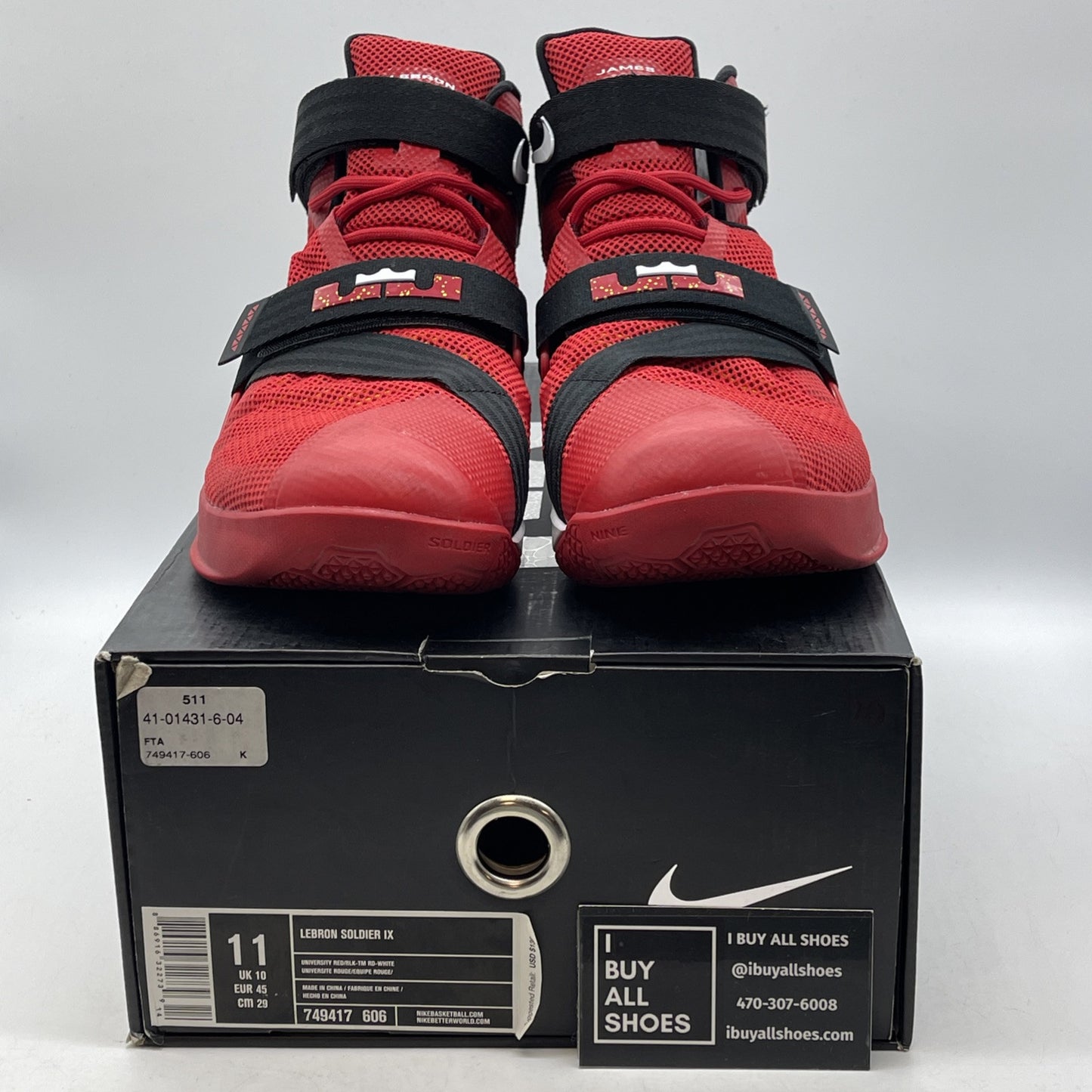 Size 11 - Nike LeBron Soldier 9 University Red Black Suede Leather (749417-606)