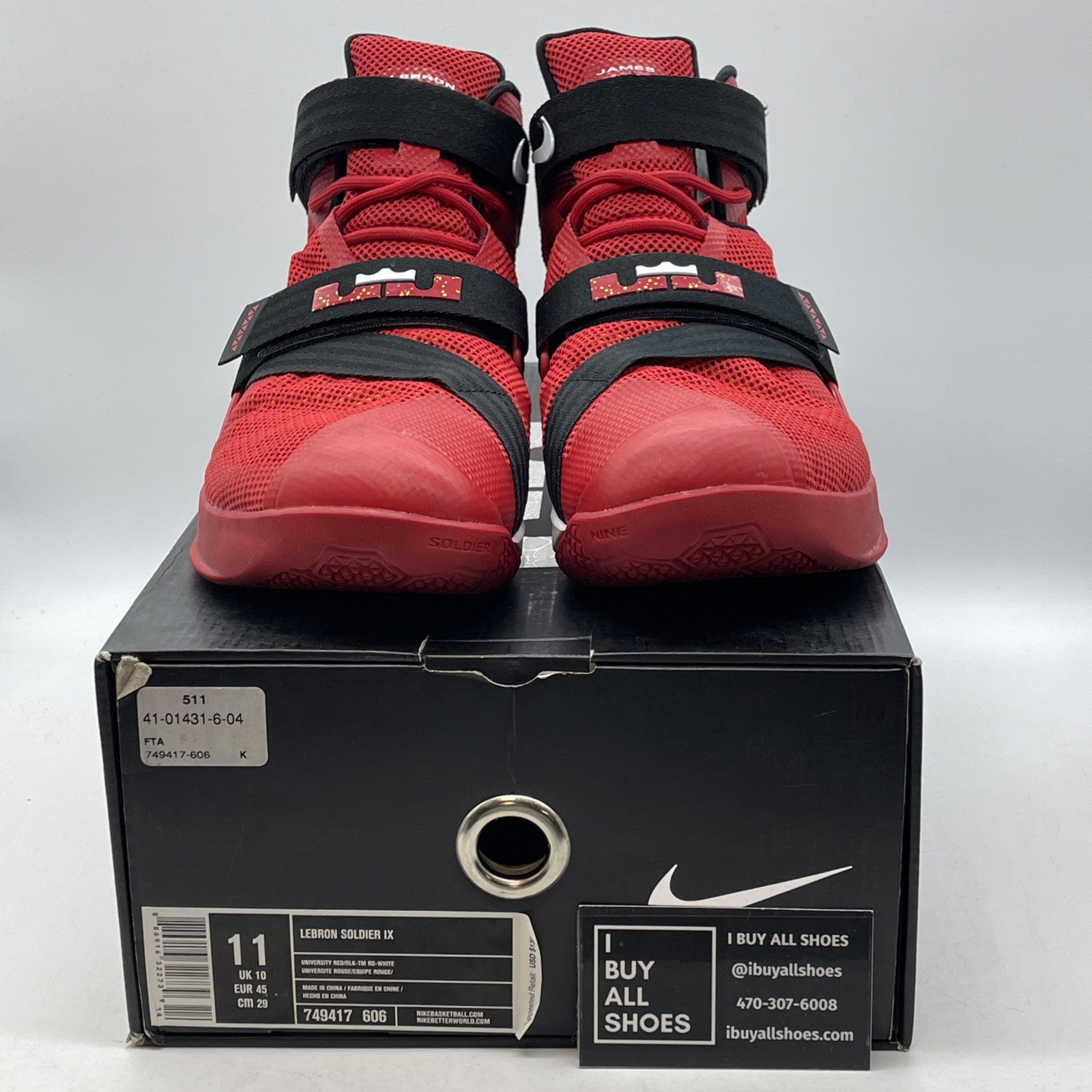Size 11 - Nike LeBron Soldier 9 University Red Black Suede Leather (749417-606)