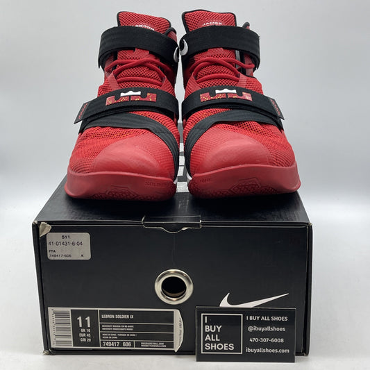 Size 11 - Nike LeBron Soldier 9 University Red Black Suede Leather (749417-606)