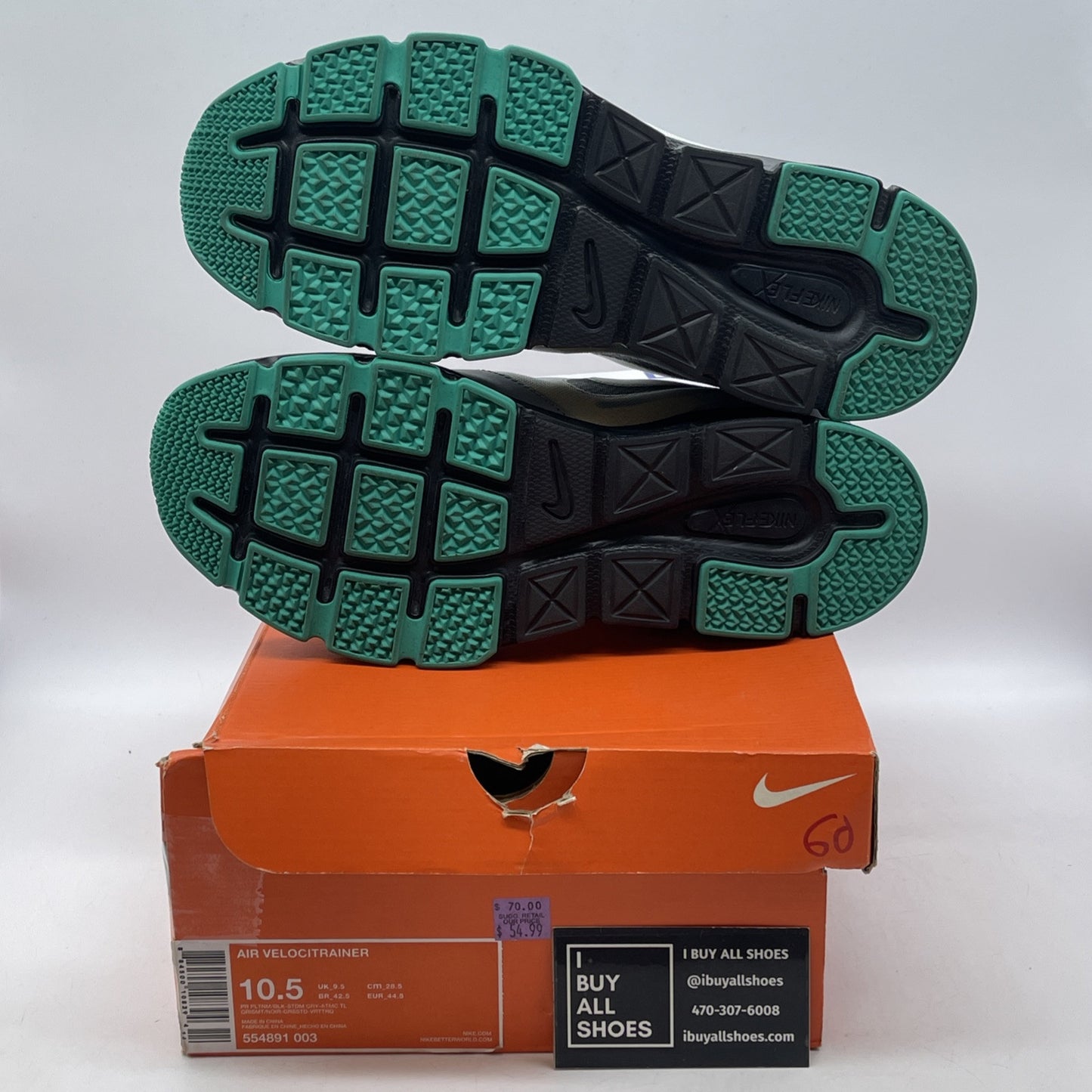 Size 10.5 - Nike Air Velocitrainer Stadium Grey black Green (554891-003)