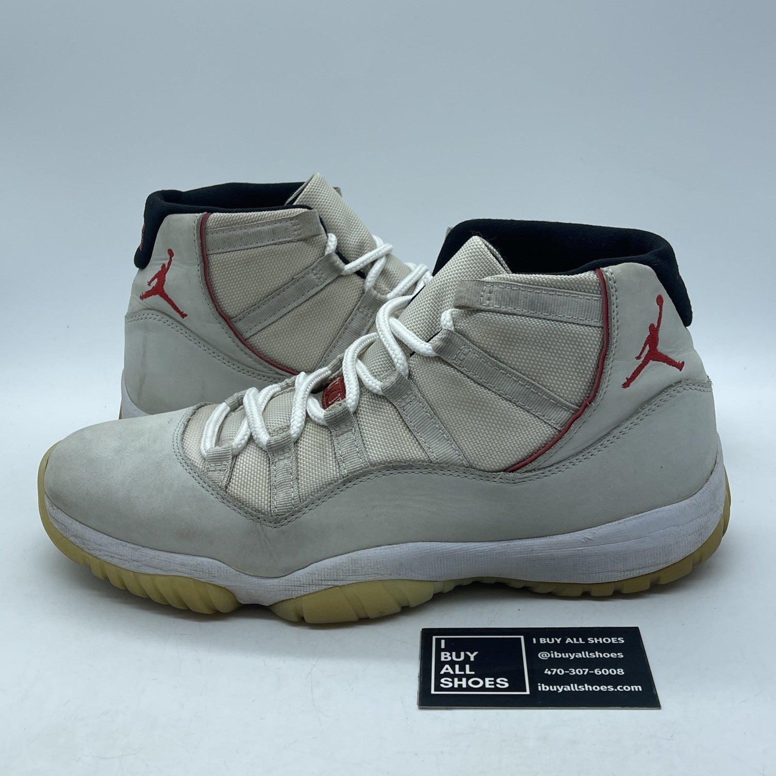 Size 11.5 - Air Jordan 11 Retro Platinum Tint Red Black Suede (378037-016)
