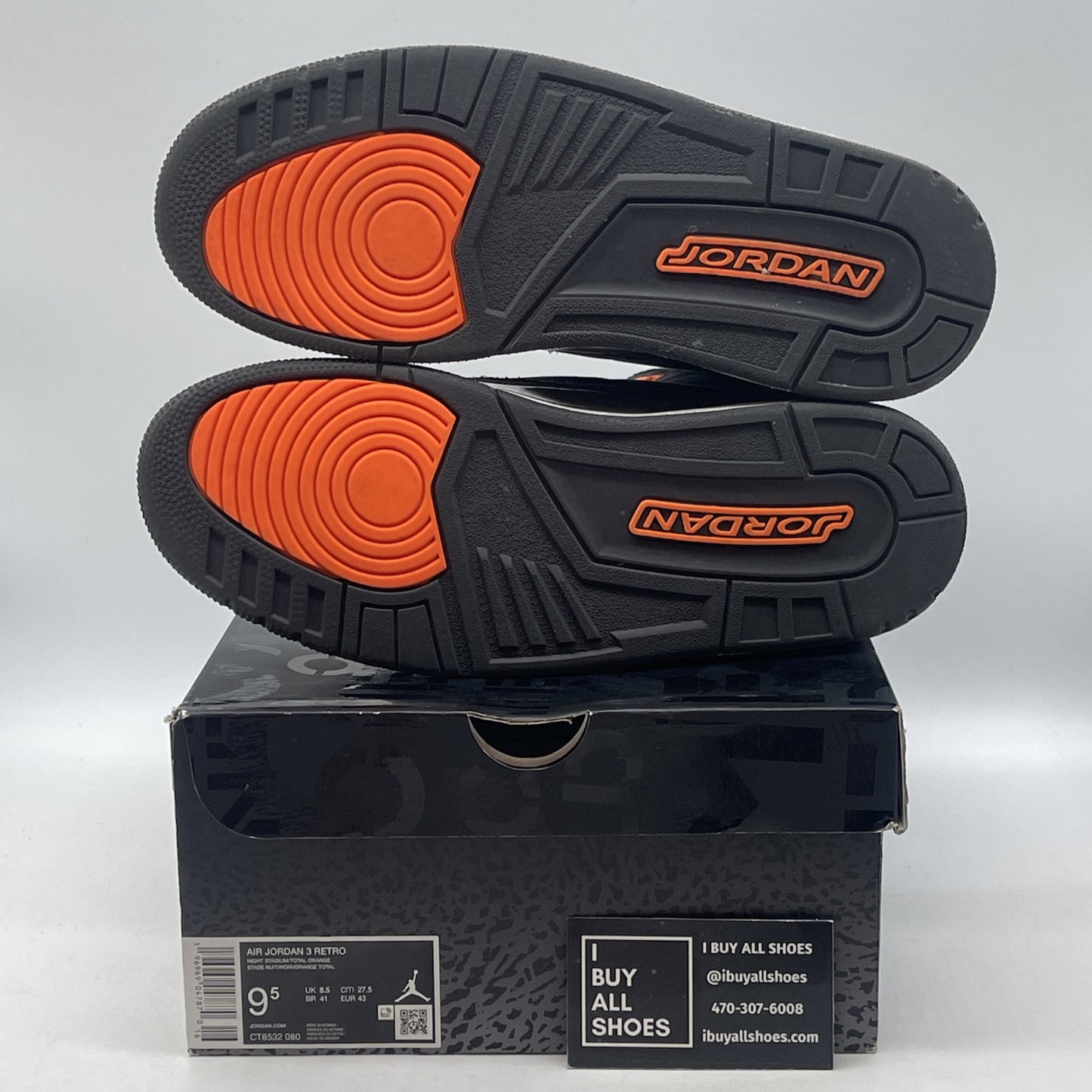 Size 9.5 - Jordan 3 Retro 2023 Mid Fear Black Grey Orange Suede (CT8532-080)