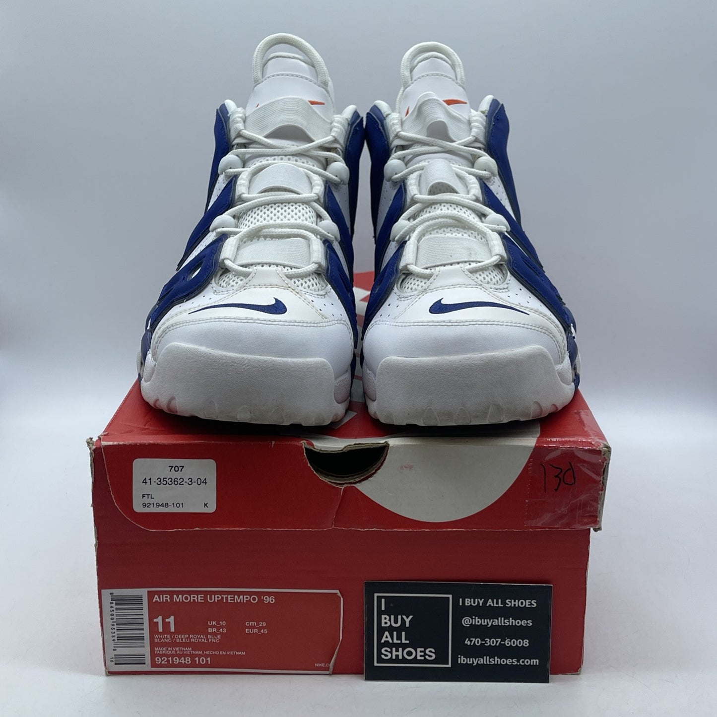Size 11 - Nike Air More Uptempo Knicks Blue White Suede Leather (921948-101)