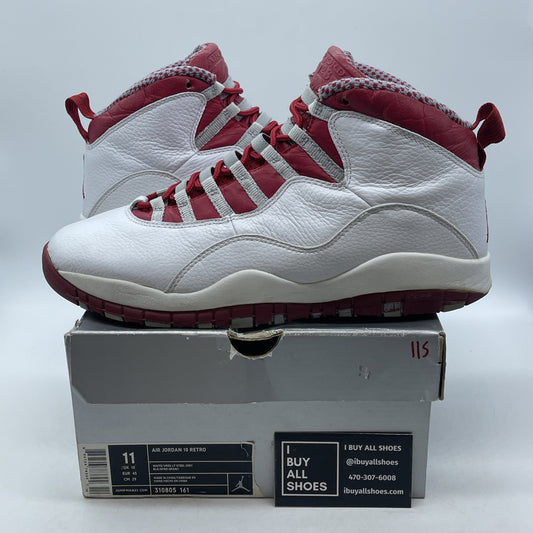 Size 11 - Air Jordan 10 Retro 2005 Red Steel White Leather (310805-161)