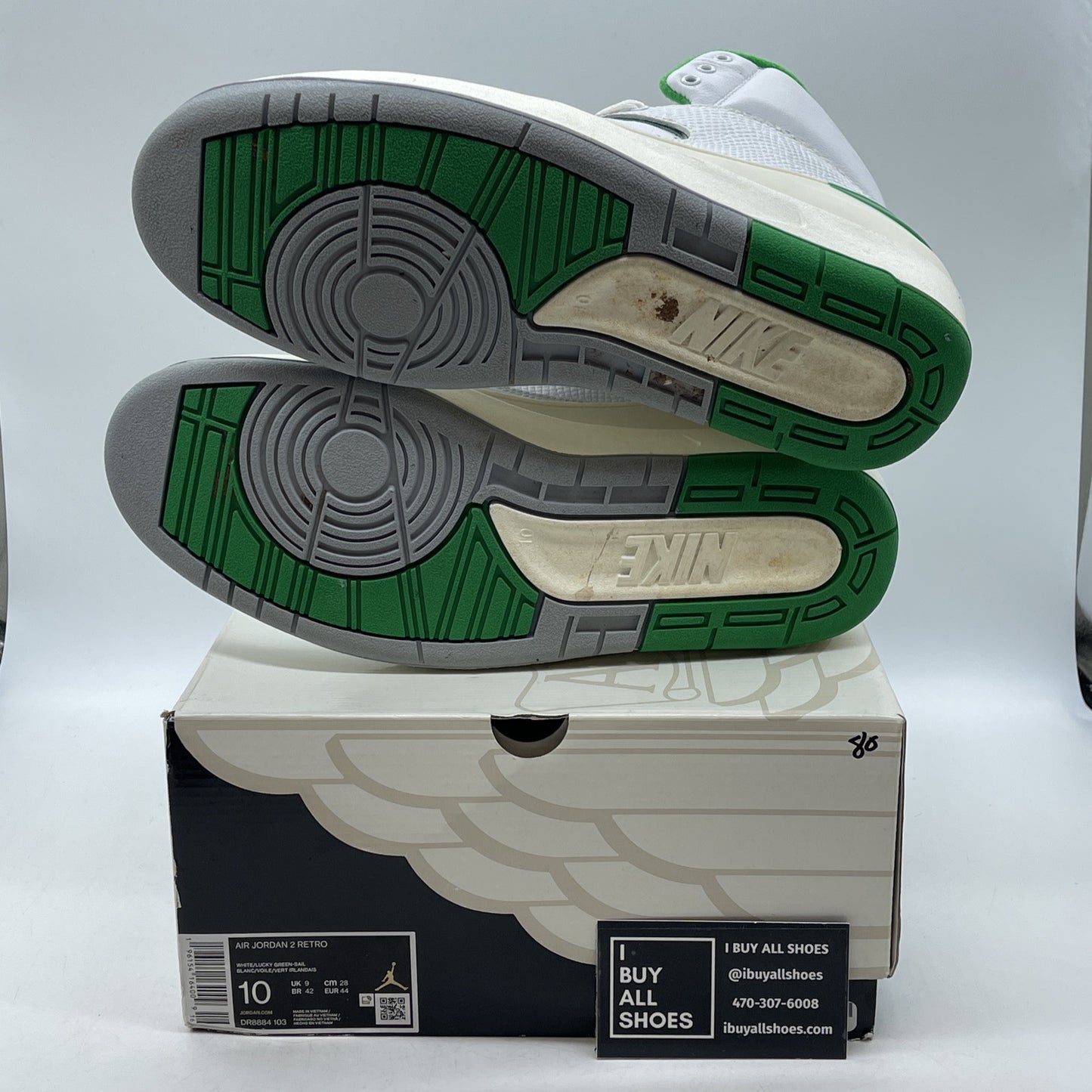 Size 10 - Jordan 2 Retro Lucky Green White Leather (DR8884-103)