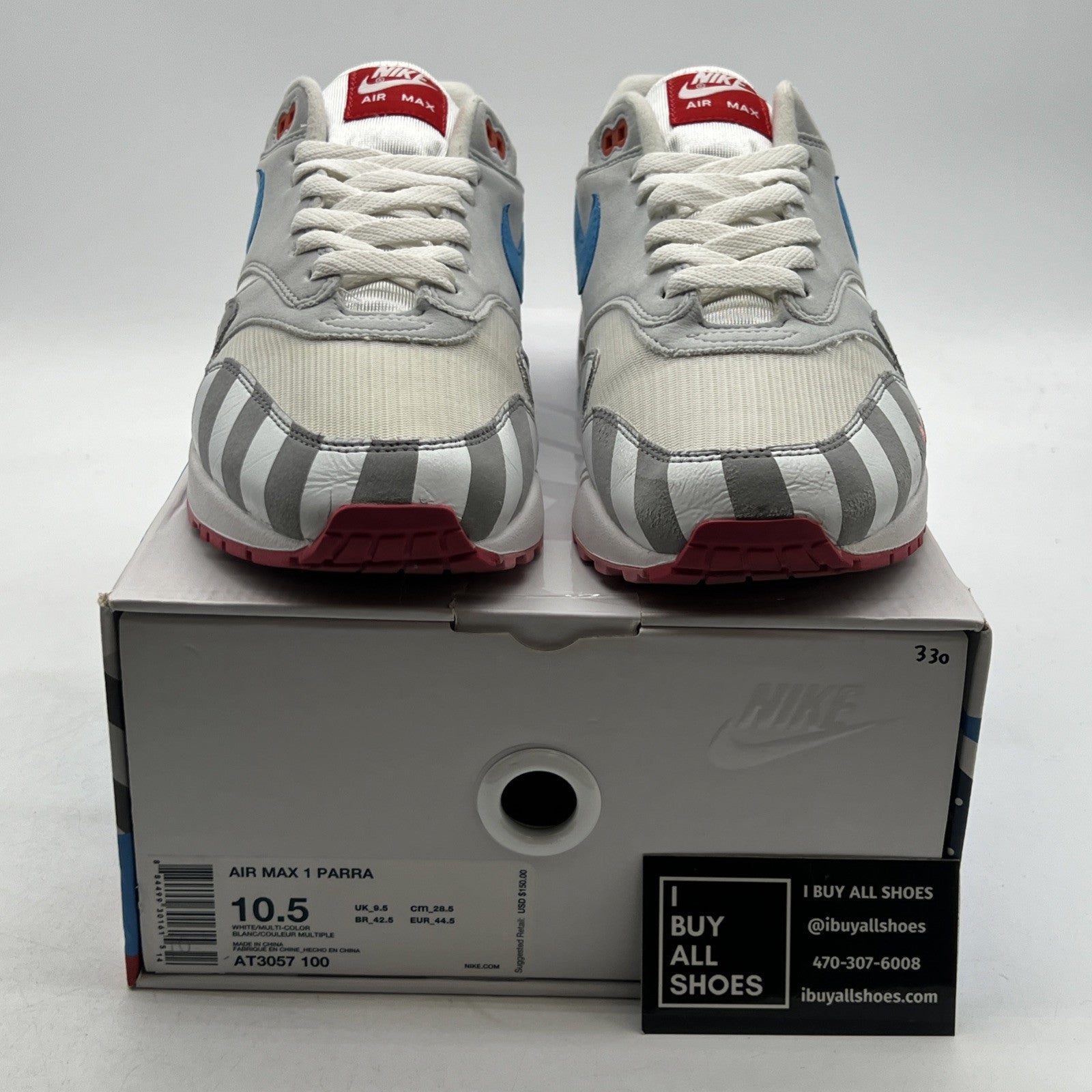 Size 10.5 - Nike Parra x Air Max 1 White (AT3057-100)