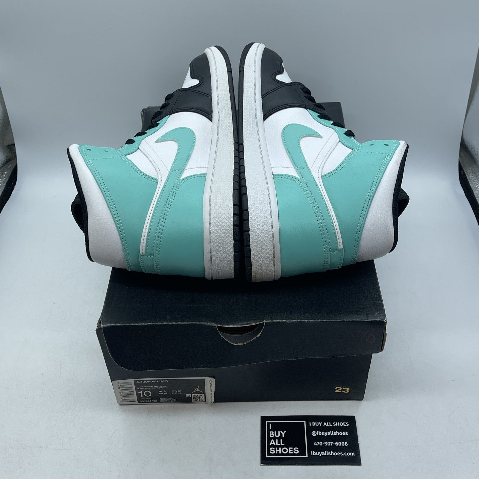Size 10 - Air Jordan 1 Mid Tropical Twist Blue White Leather (554724-132)