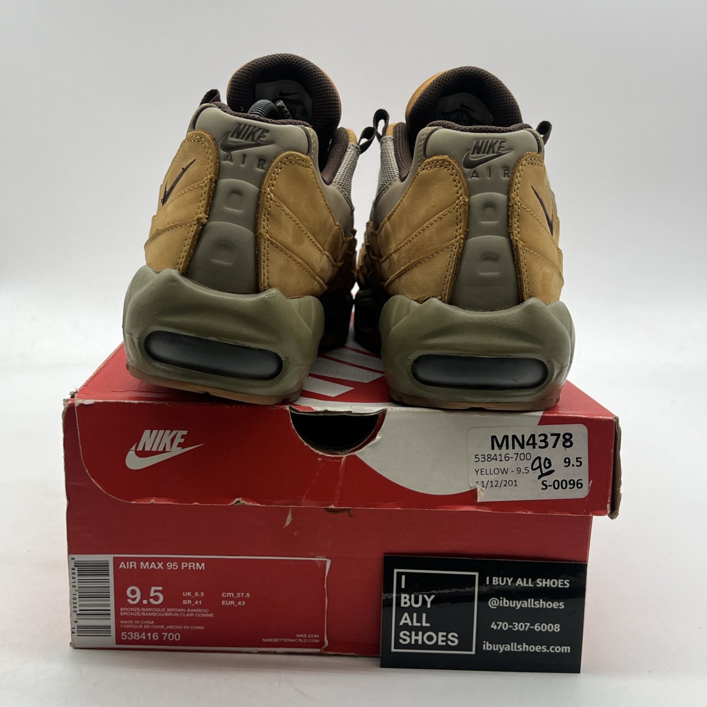 Size 9.5 - Nike Air Max 95 Premium Wheat (538416-700)