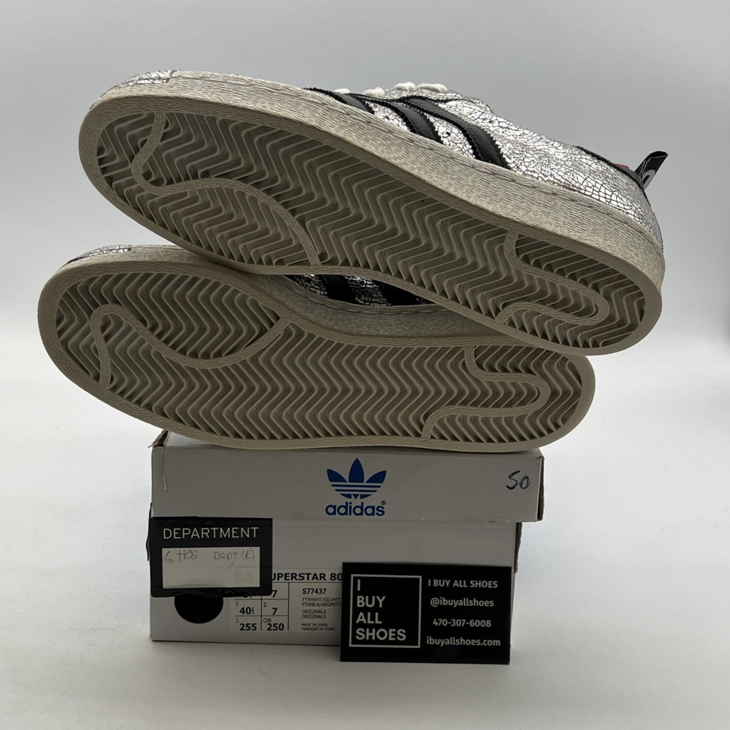 Size 8.5 - adidas Superstar 80s Topshop Exclusive Cracked Silver W