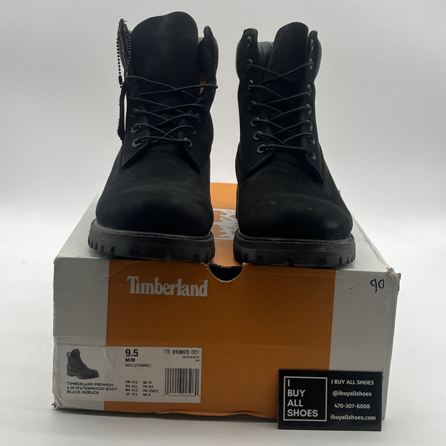 Size 9.5 - Mens Timberland Premium 6" Boot - Black Nubuck  (TB 010073-001)