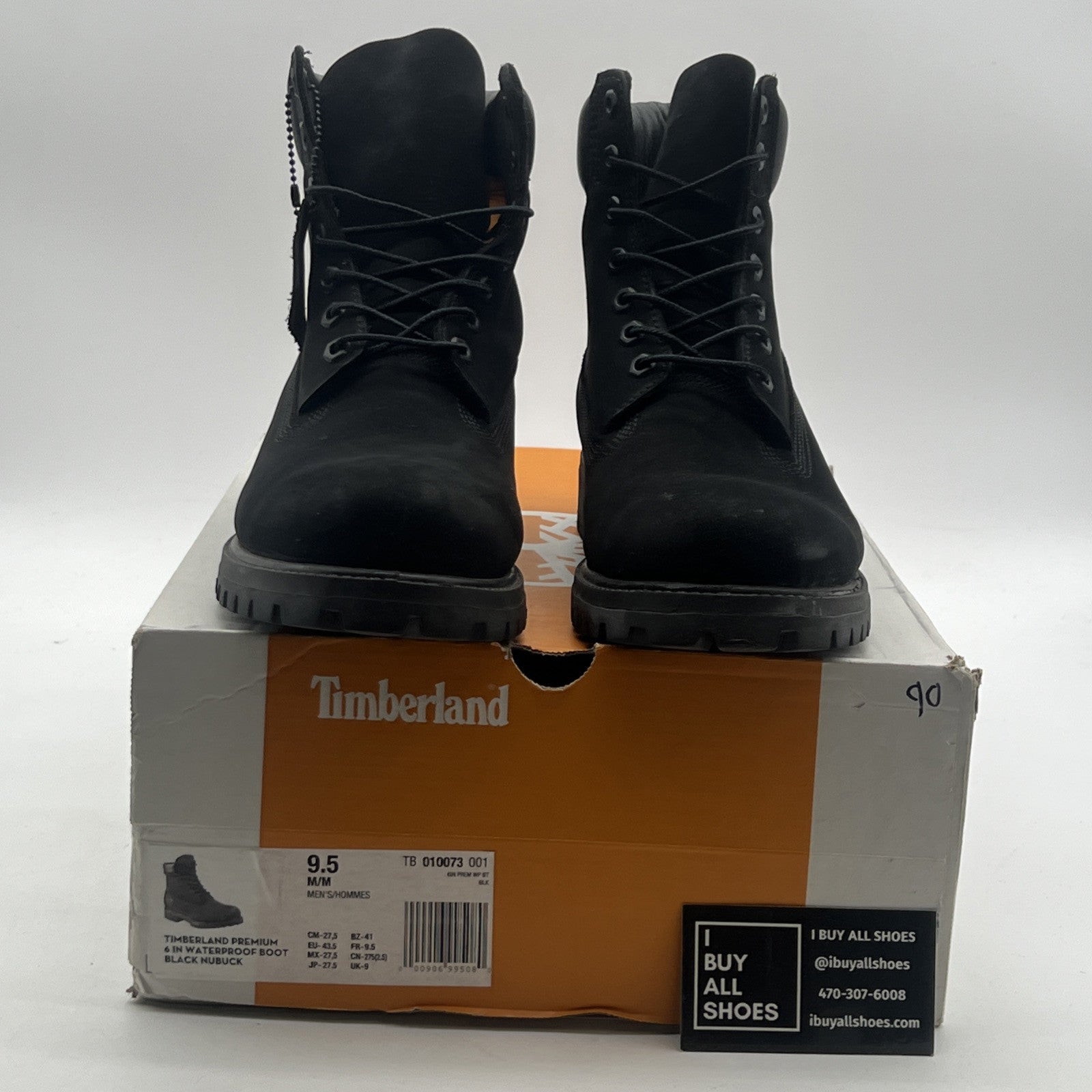Size 9.5 - Mens Timberland Premium 6" Boot - Black Nubuck  (TB 010073-001)