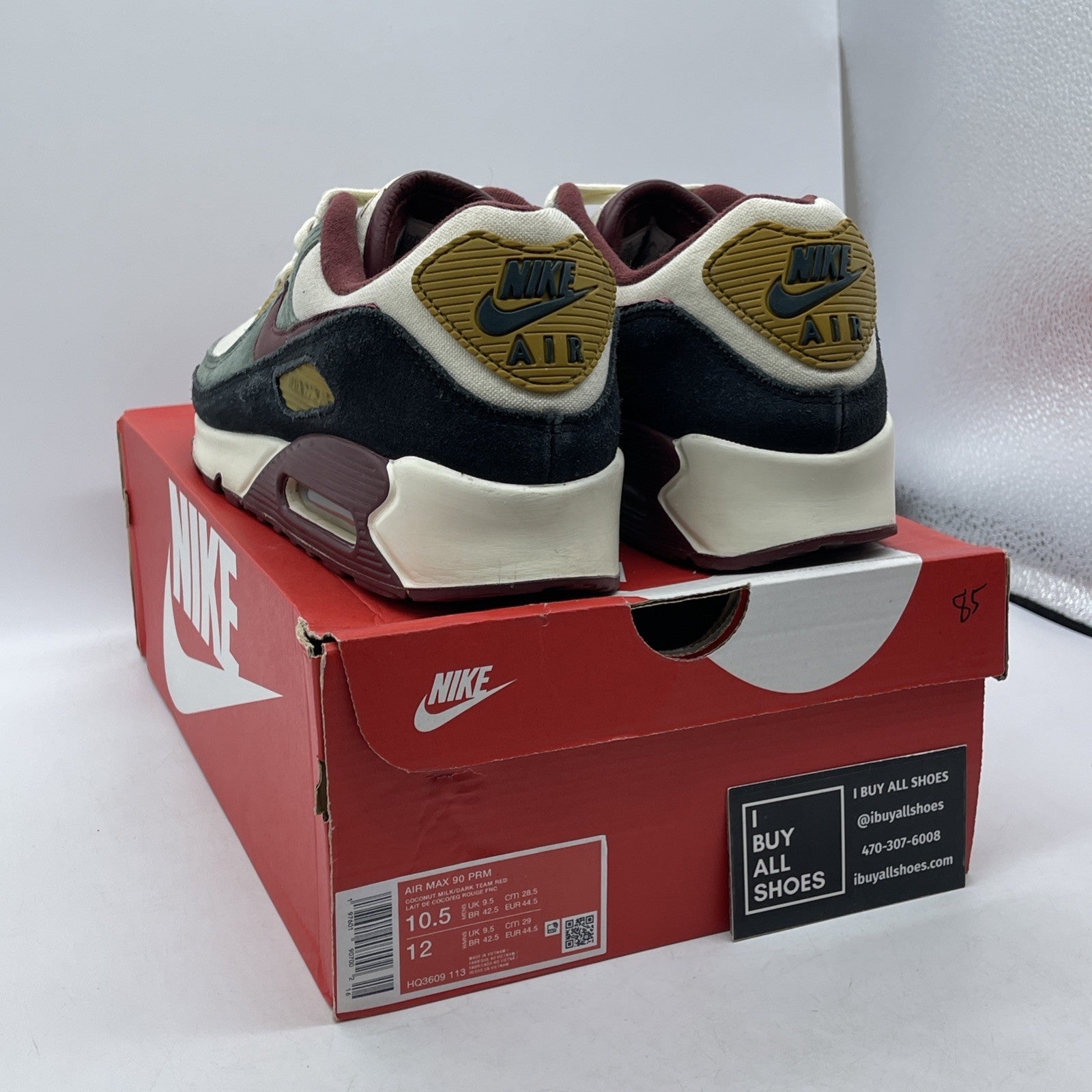 Size 10.5 - Nike Air Max 90 Coconut Milk Vintage Green Black Suede (HQ3609-113)