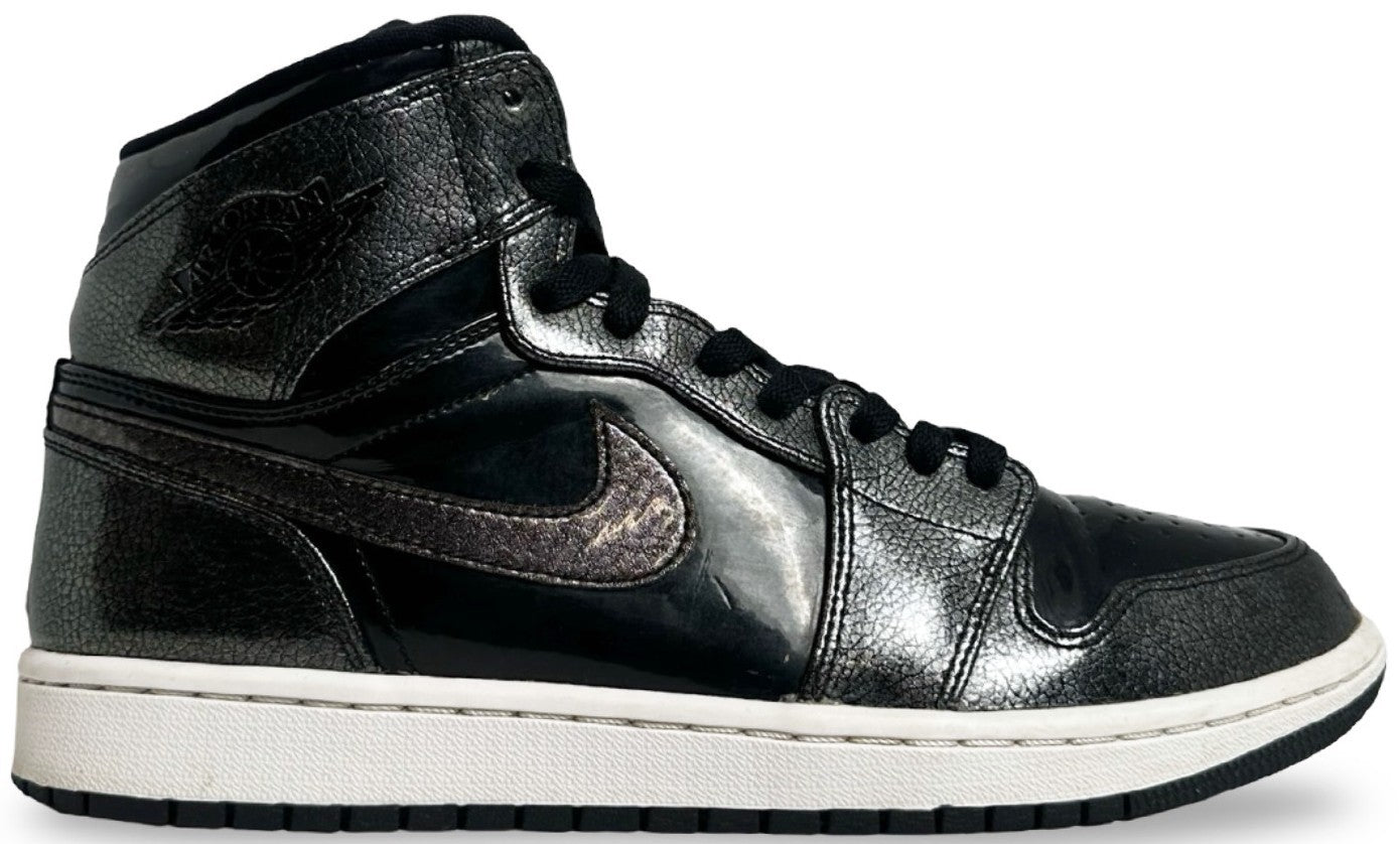 Size 10 - Air Jordan 1 Retro High Black Patent Grey Leather (332550-017)