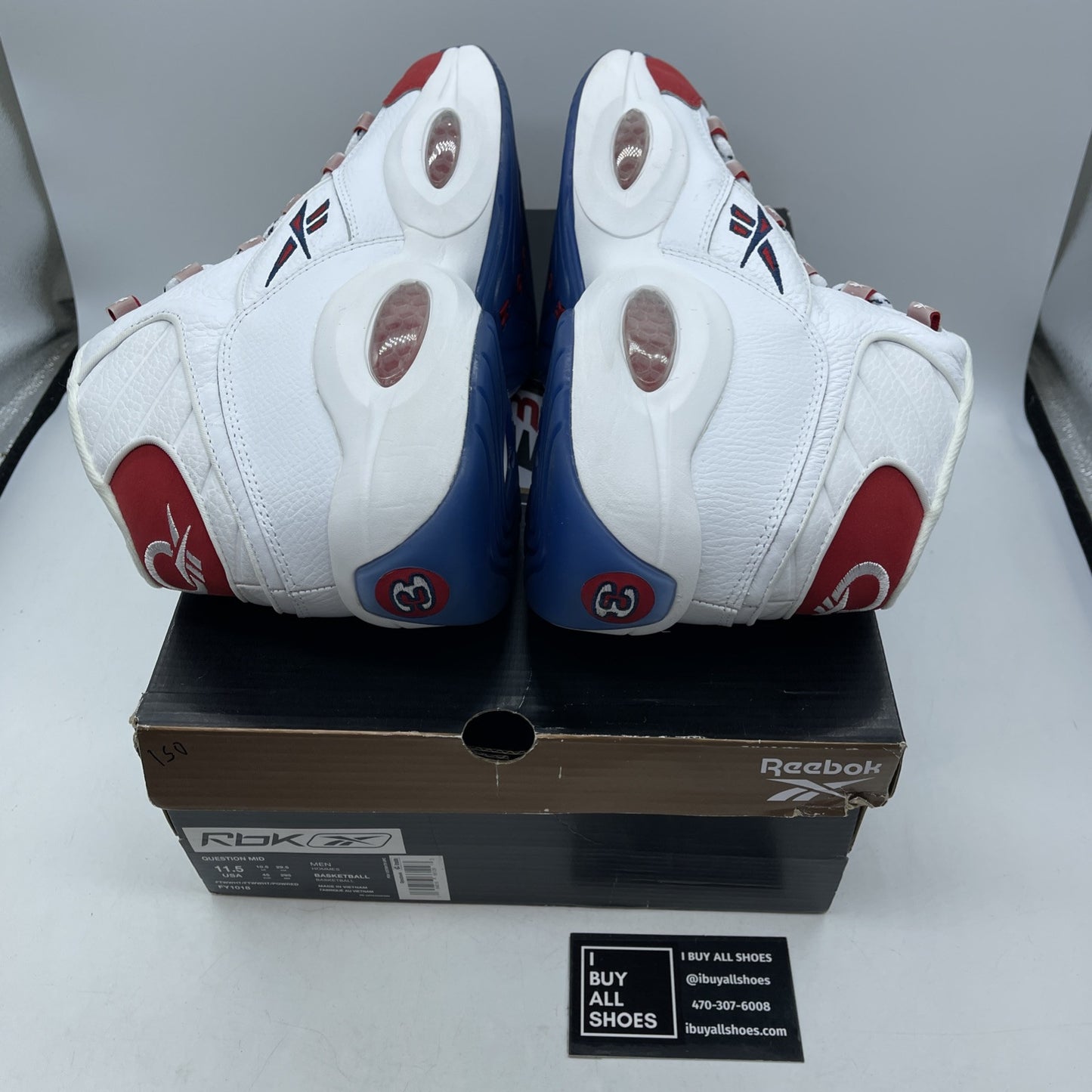 Size 11.5 - Reebok Question OG 2020 Mid Red Toe White Leather (FY1018)