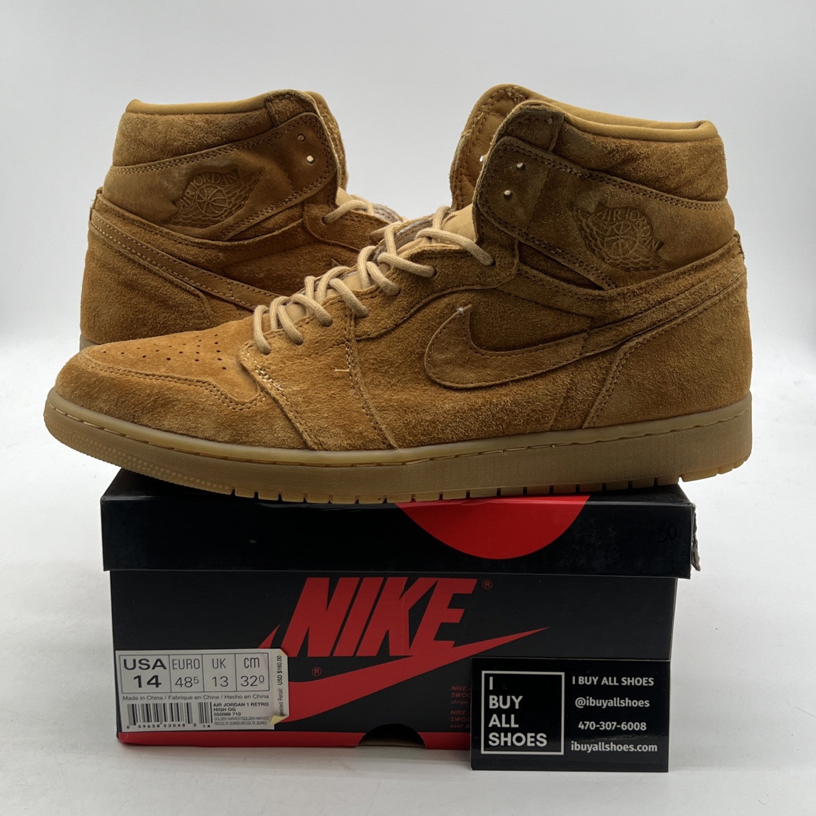 Size 14 - Air Jordan 1 Retro OG High Wheat (555088-710)