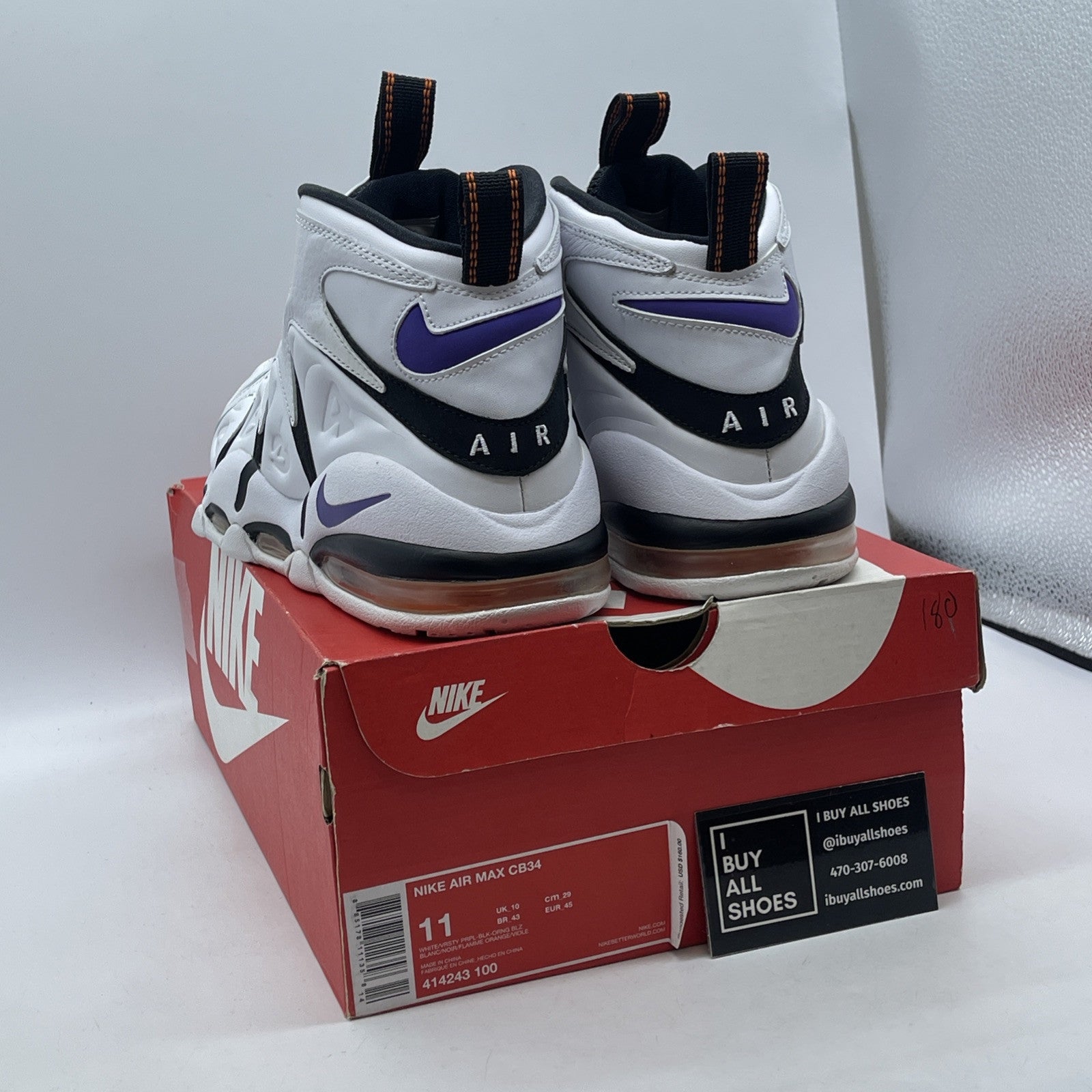 Size 11 - Nike Air Max CB34 White Varsity Purple Suede Leather (414243-100)