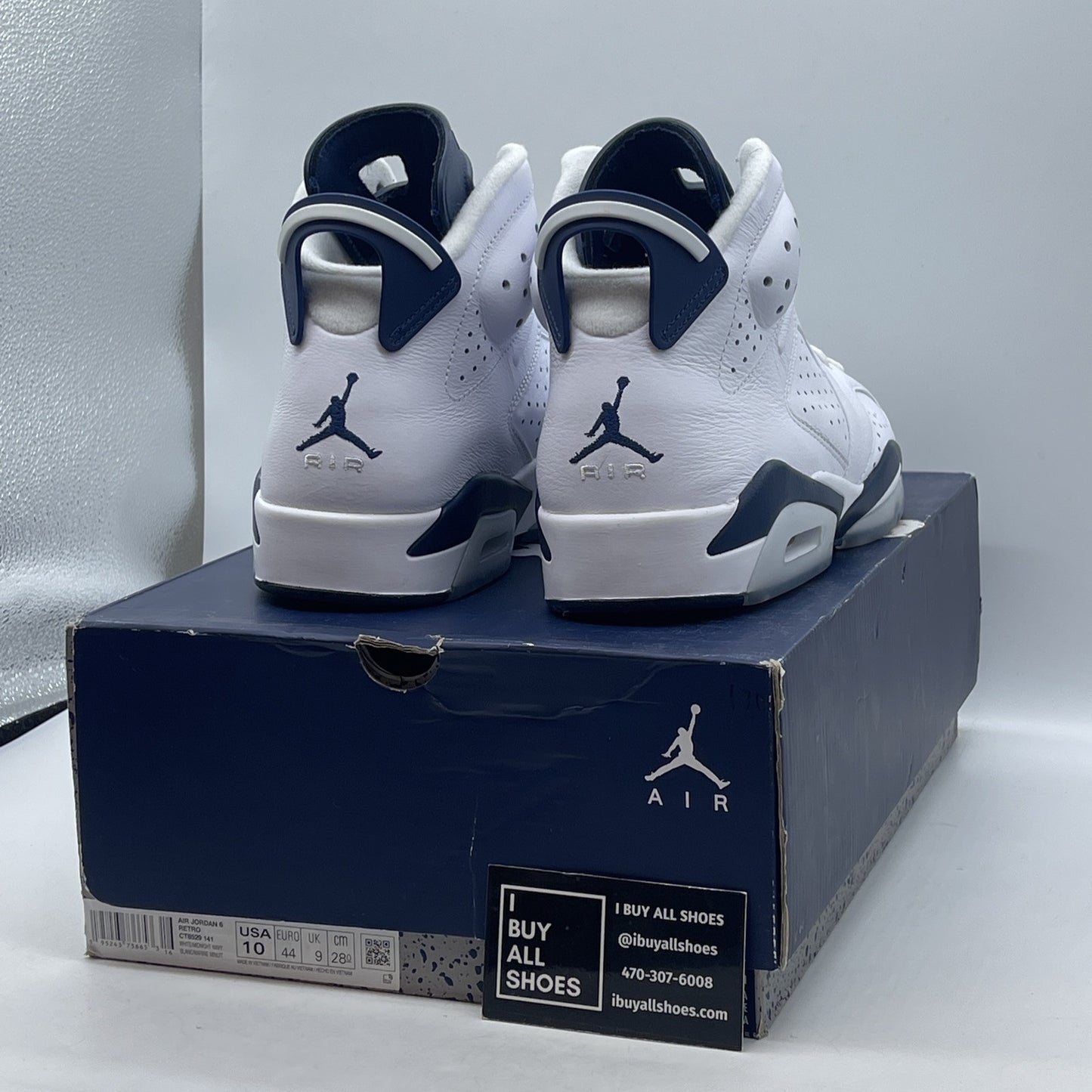 Size 10 - Jordan 6 Retro Midnight Navy White Leather Suede (CT8529-141)