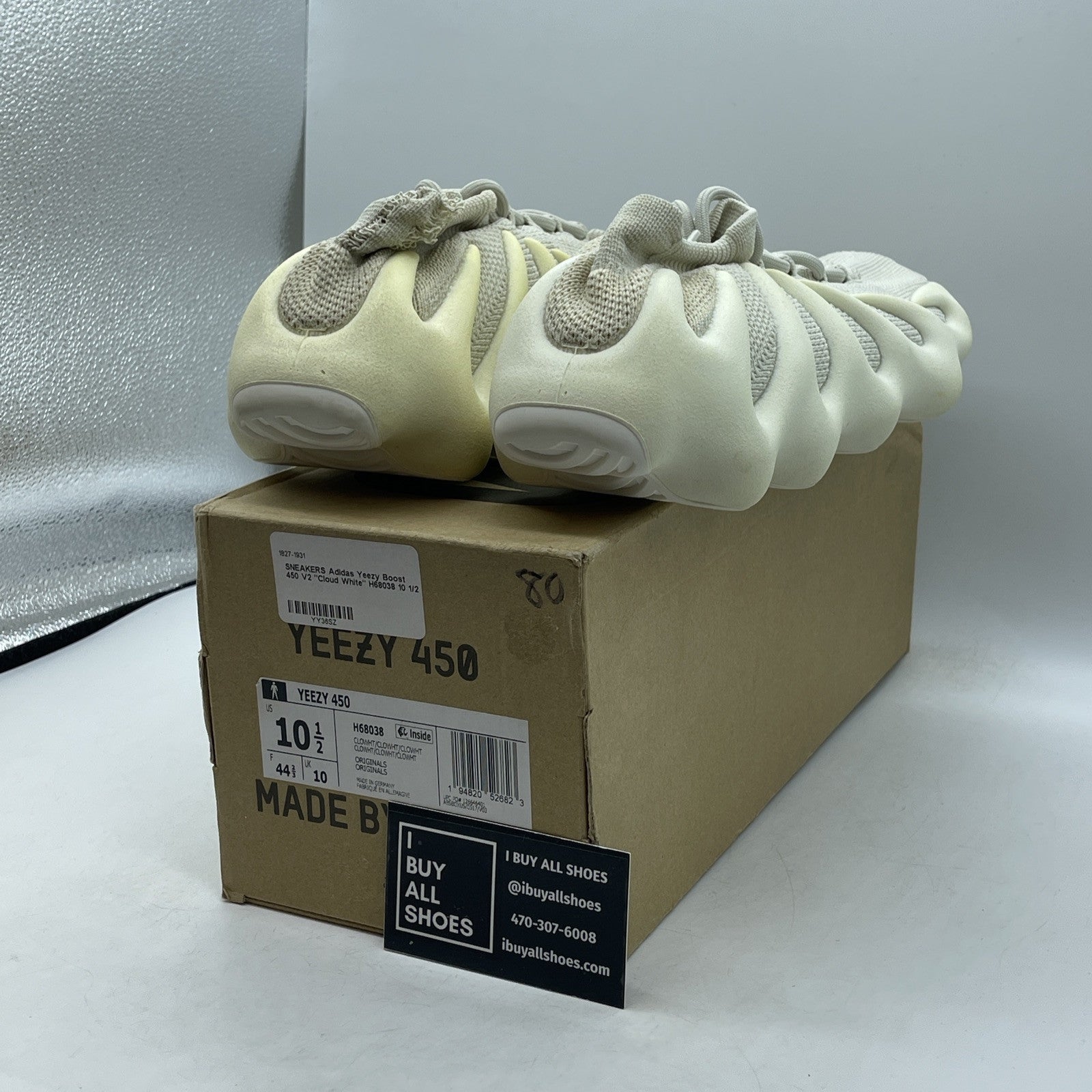 Size 10.5 - adidas Yeezy 450 Cloud White Suede (H68038)