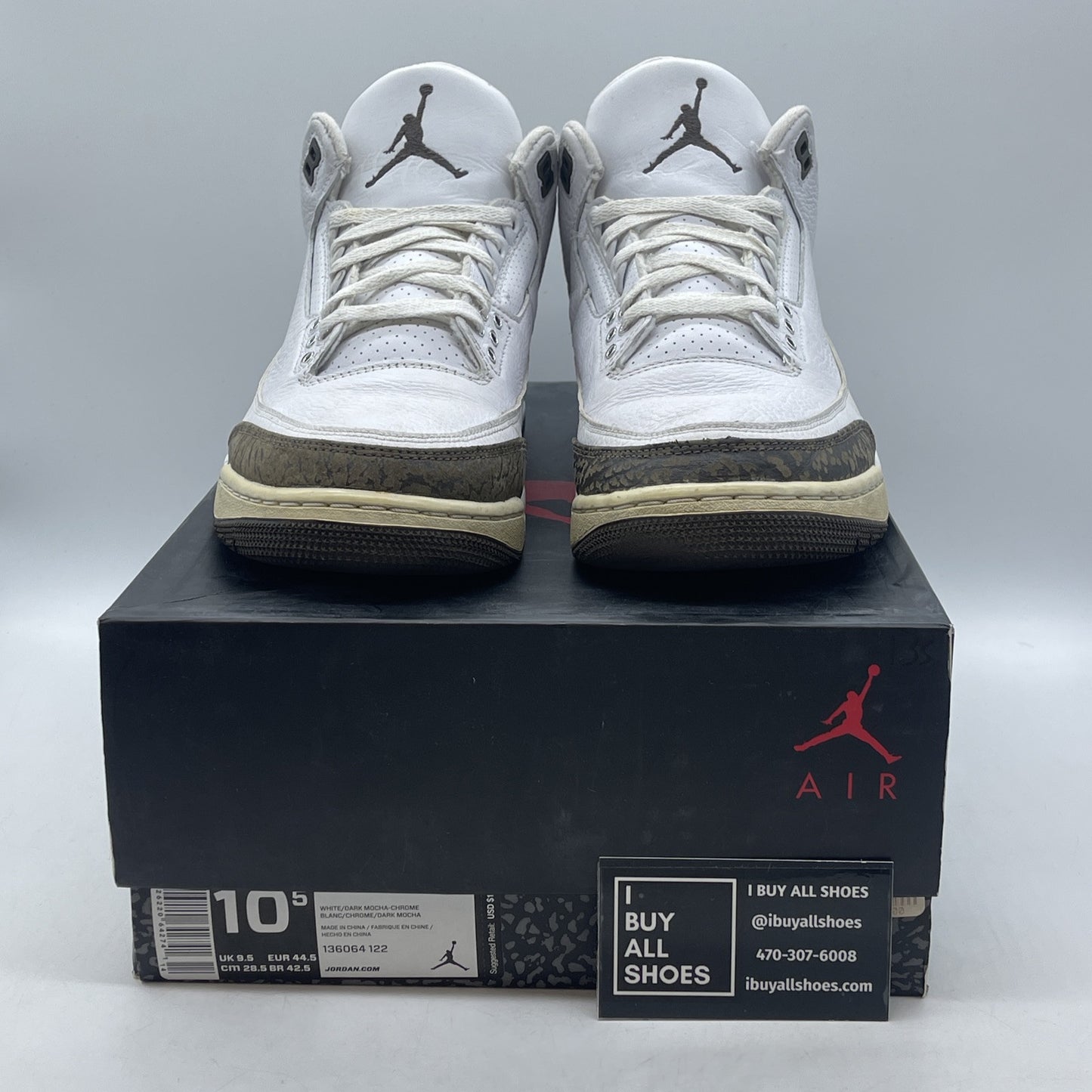 Size 10.5 - Air Jordan 3 Retro 2018 Mocha Brown White Suede (136064-122)