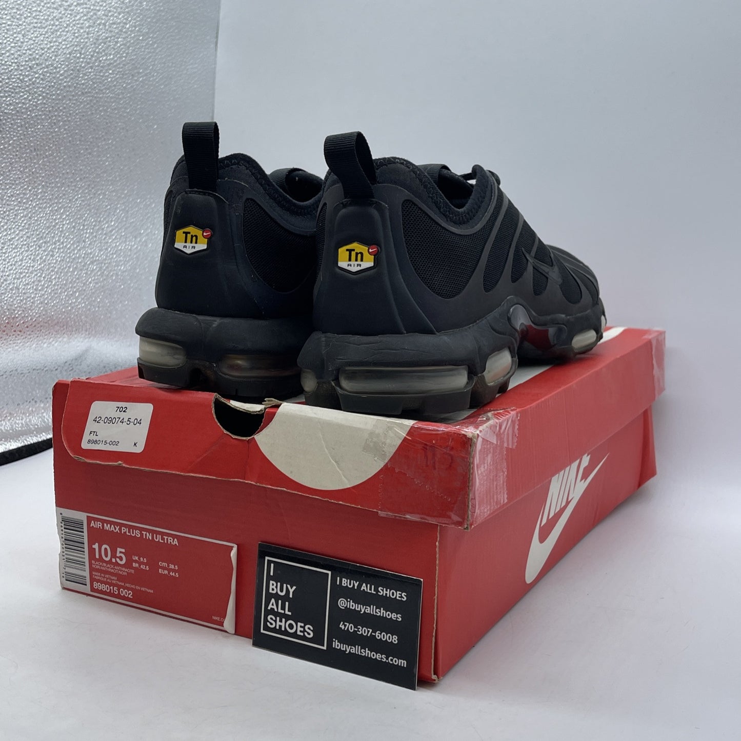 Size 10.5 - Nike Air Max Plus TN Ultra Triple Black Suede (898015-002)