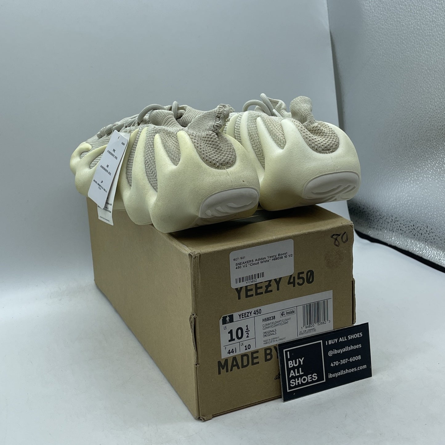 Size 10.5 - adidas Yeezy 450 Cloud White Suede (H68038)
