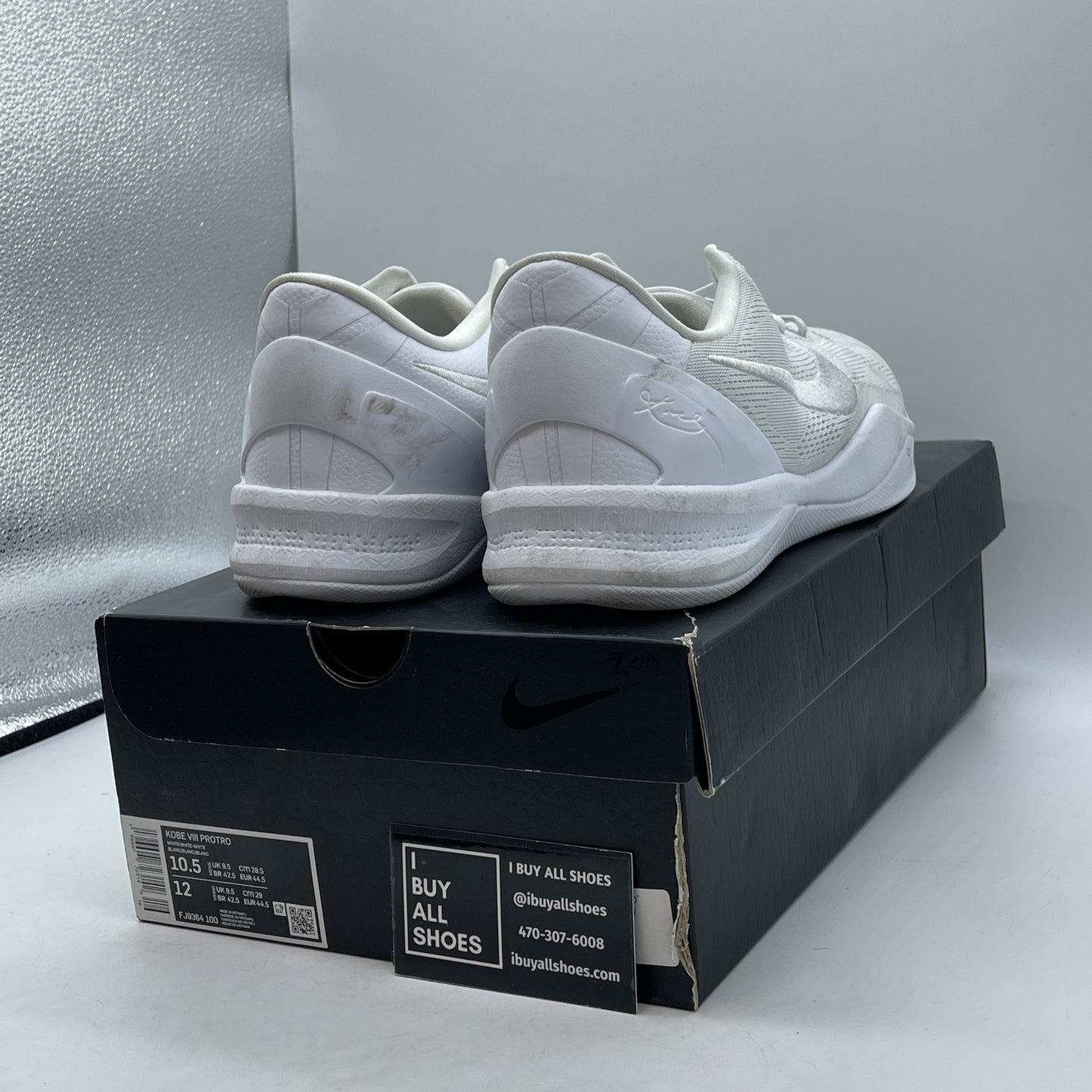 Size 10.5 - Nike Kobe 8 Protro Low Halo White Black Suede (FJ9364-100)