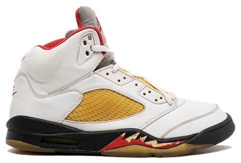 Size 9 - Air Jordan 5 Retro 2000 White Fire Red Black Leather (136027-101)