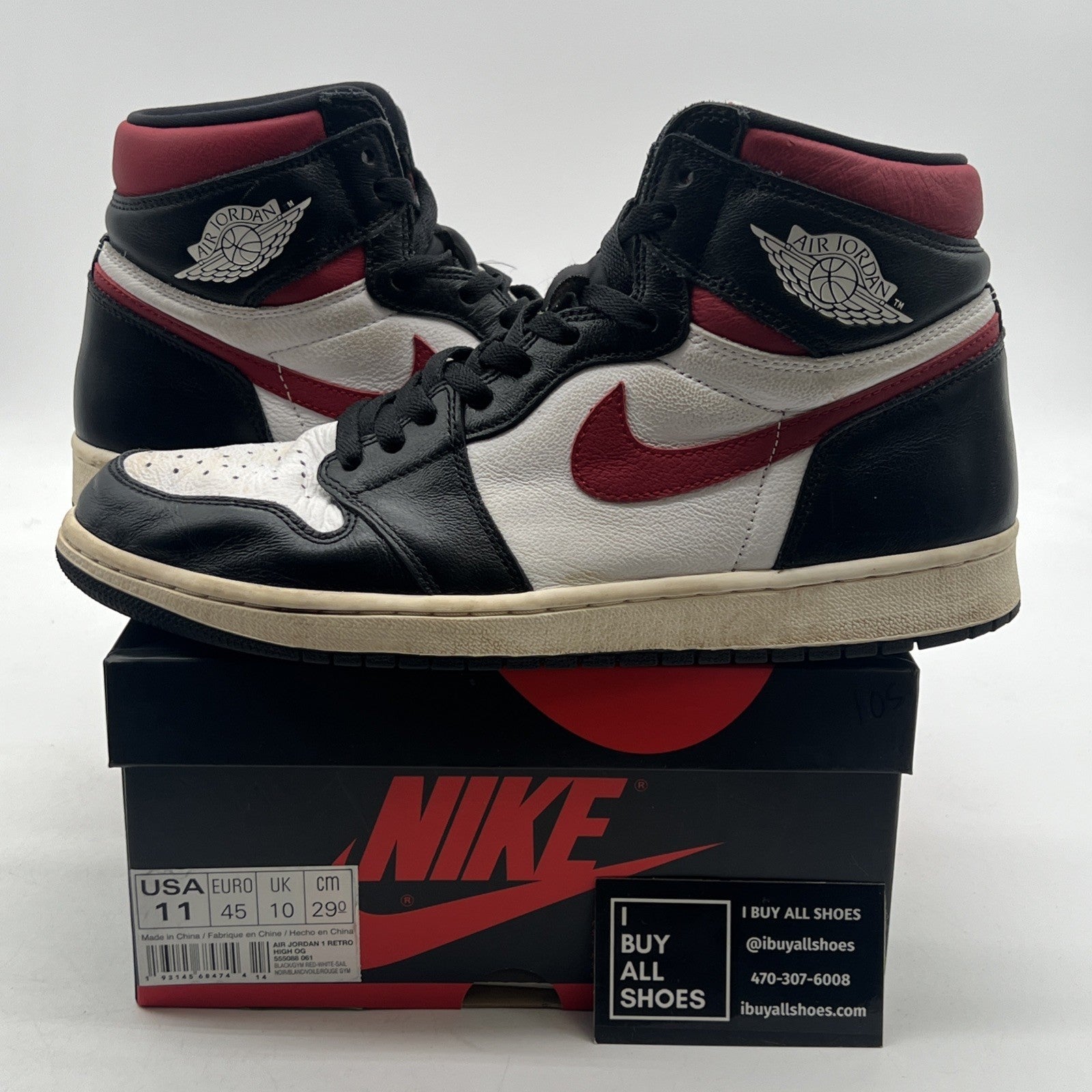 Size 11 - Air Jordan 1 Retro High OG Gym Red 2019 (555088-061)