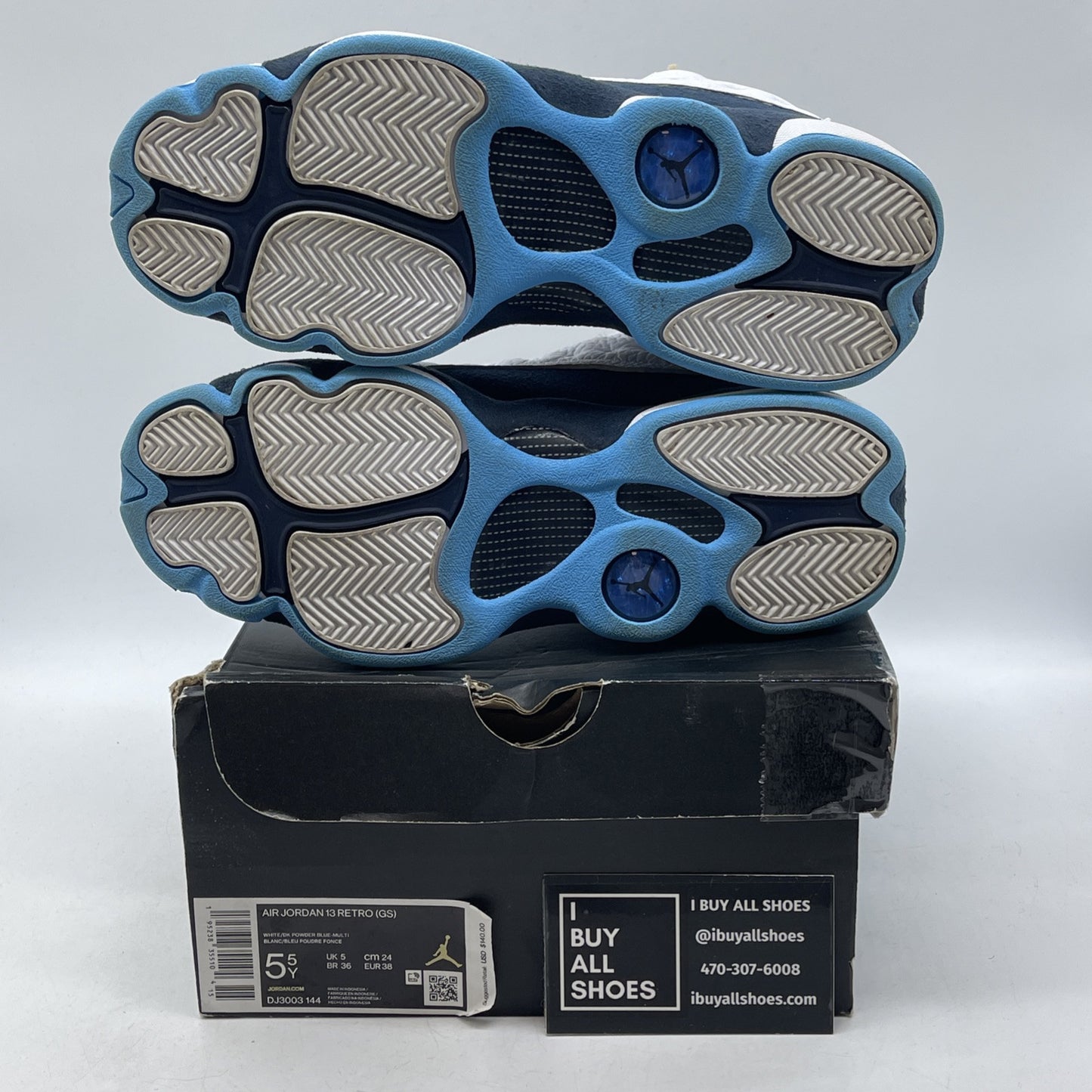 Size 5.5Y - Jordan 13 Retro GS Obsidian Blue White Leather Suede (DJ3003-144)