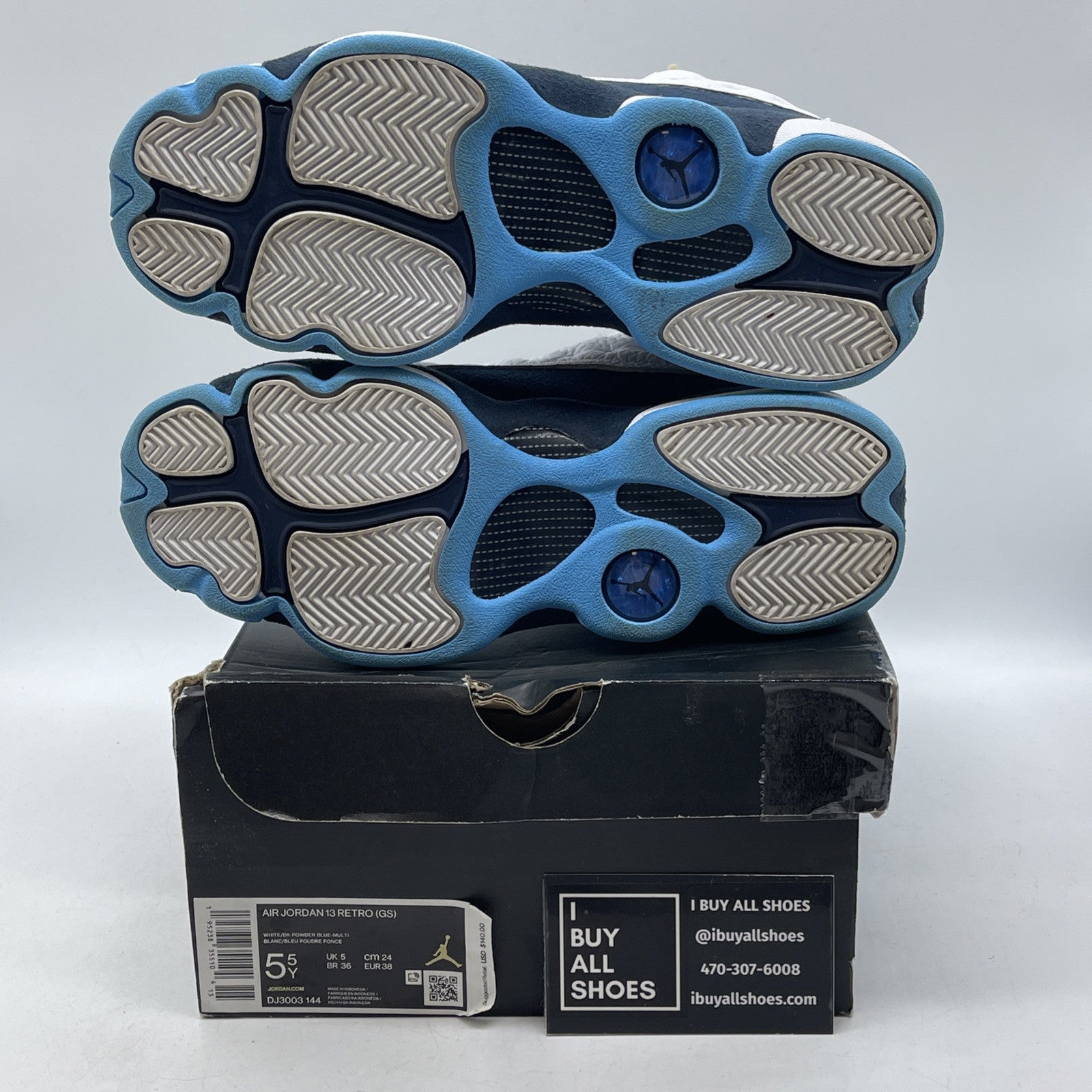 Size 5.5Y - Jordan 13 Retro GS Obsidian Blue White Leather Suede (DJ3003-144)