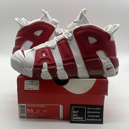 Size 9.5 - Nike Air More Uptempo White Red (414962-100)