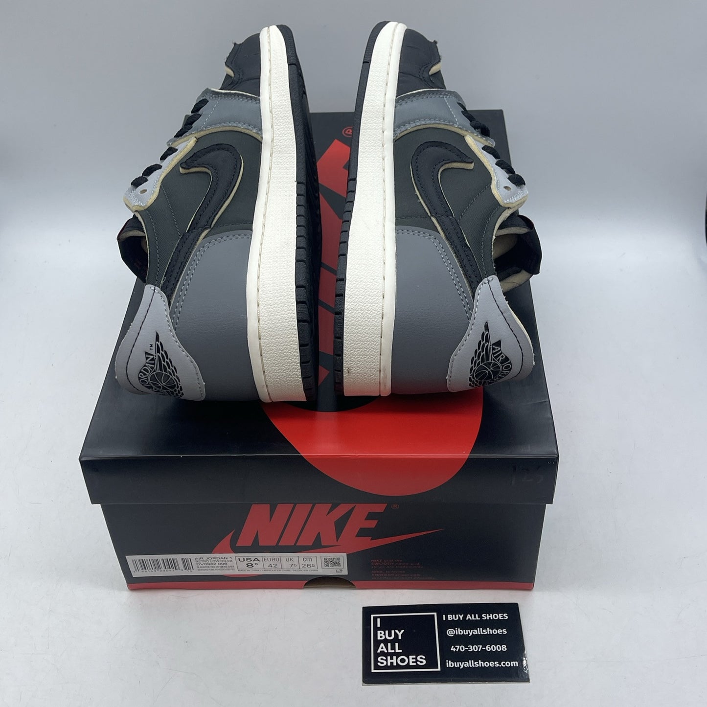 Size 8.5 - Jordan 1 Retro Low OG EX Dark Smoke Gray Suede (DV0982-006)