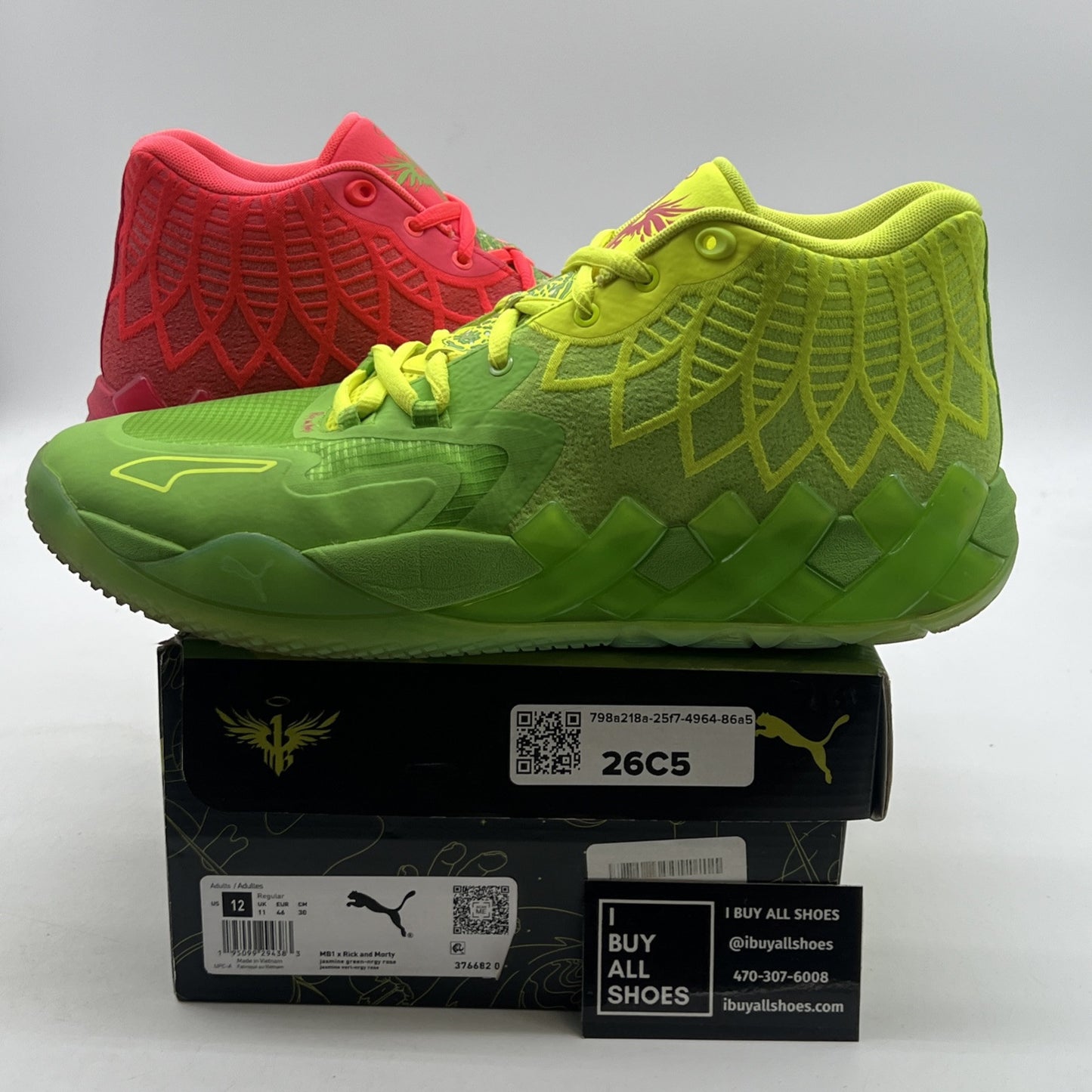 Size 12 - PUMA MB.01 x Rick and Morty Green/Red 2022 (376682-01)