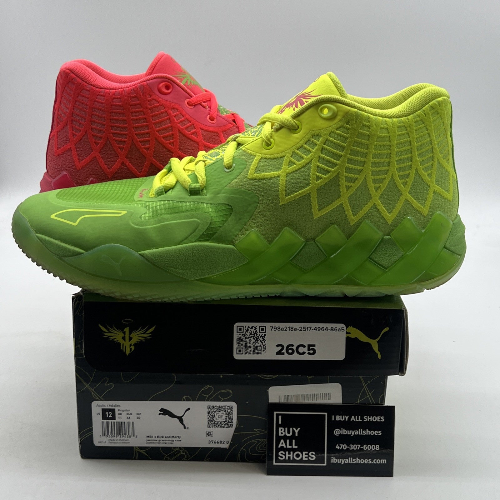 Size 12 - PUMA MB.01 x Rick and Morty Green/Red 2022 (376682-01)