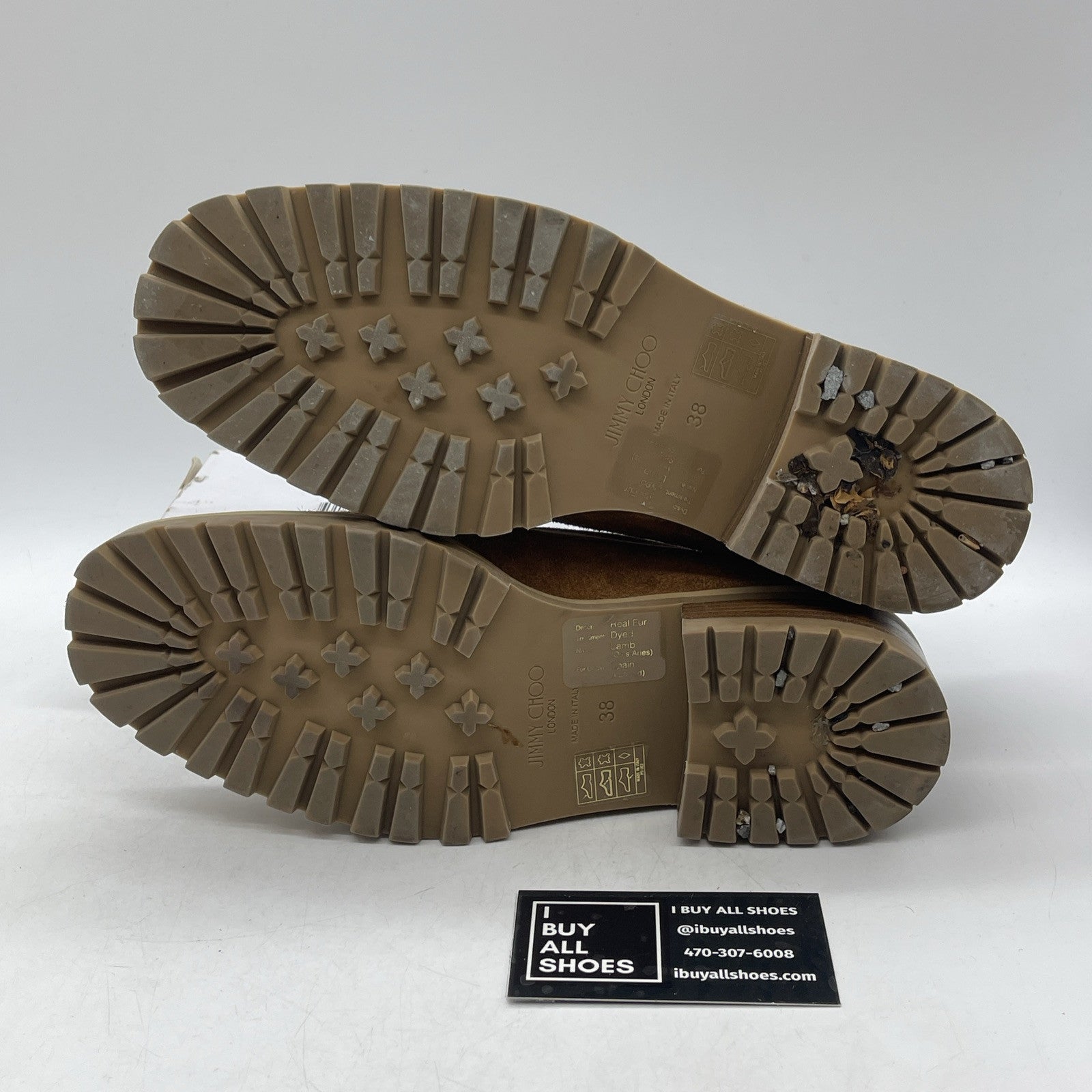 Size 38 - JIMMY CHOO Deanna Shearling lined suede lug sole moc toe loafers