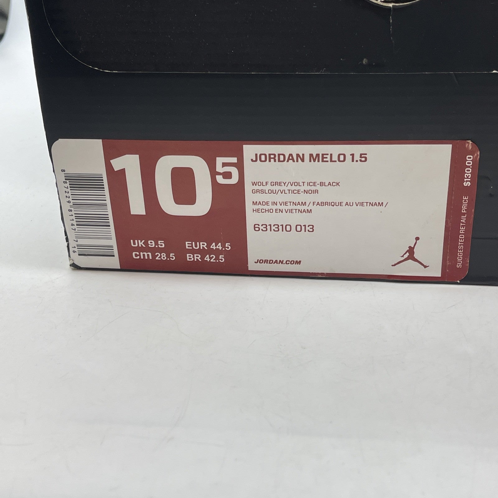 Size 10.5 - Jordan Melo 1.5 Wolf Grey Volt Ice Black Suede Leather (631310-013)