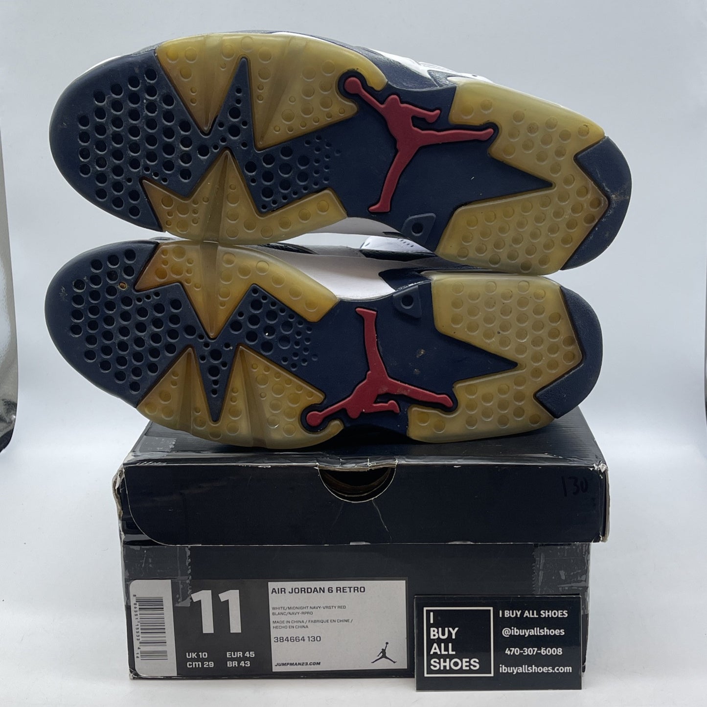 Size 11 - Air Jordan 6 Retro 2012 Olympic White Blue Leather (384664-130)