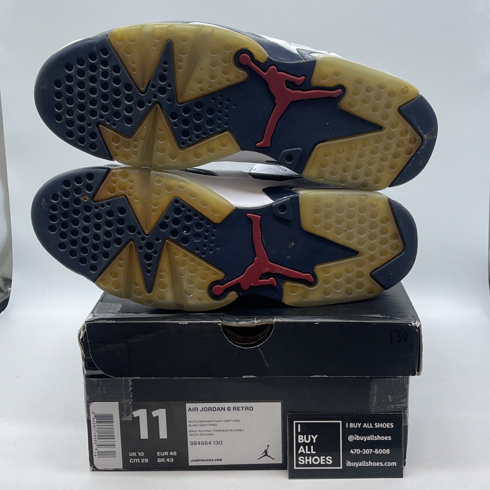 Size 11 - Air Jordan 6 Retro 2012 Olympic White Blue Leather (384664-130)