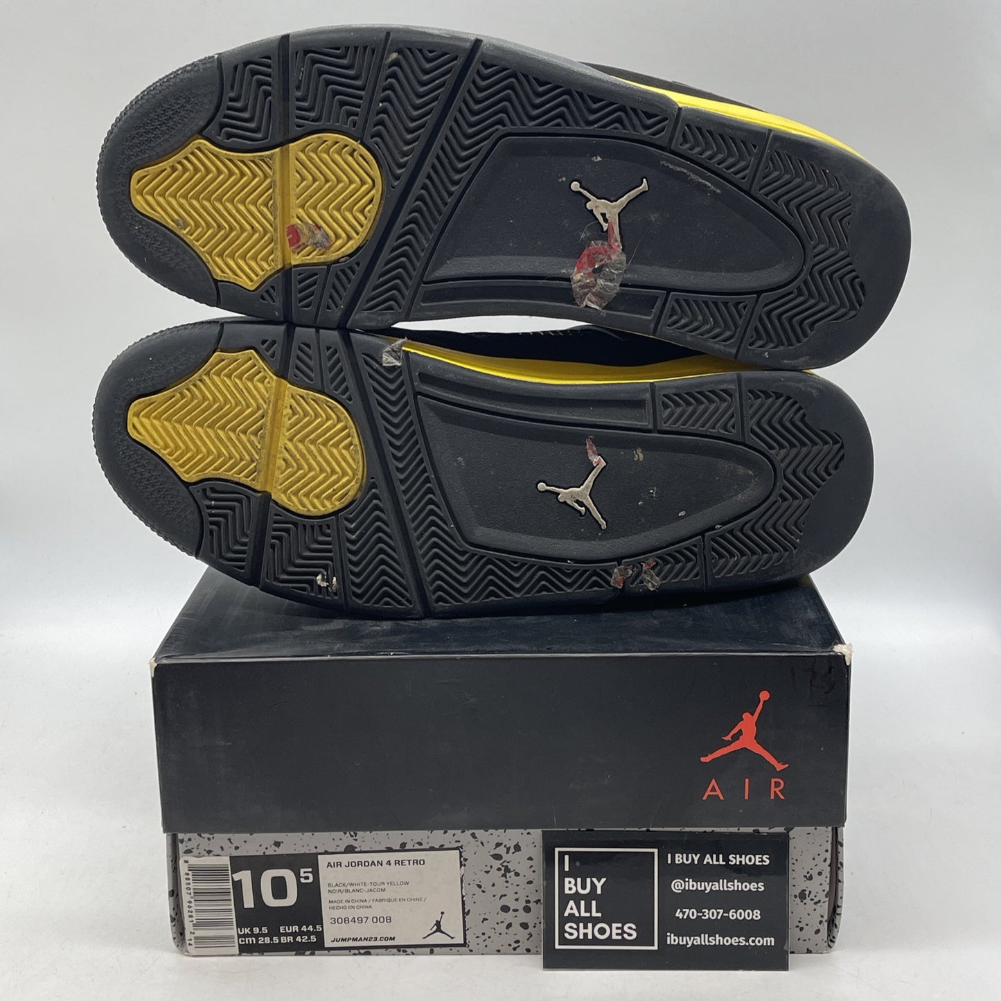 Size 10.5 - Jordan 4 Retro Low Thunder Yellow White Black Suede (308497-008)