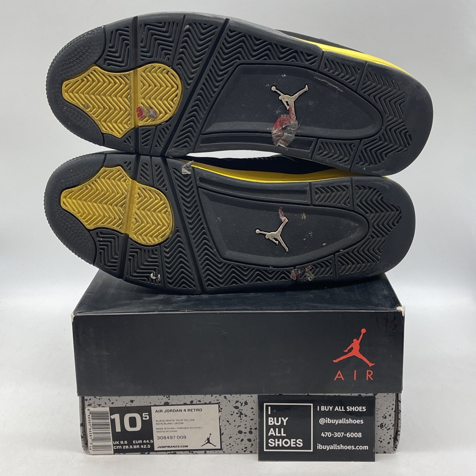 Size 10.5 - Jordan 4 Retro Low Thunder Yellow White Black Suede (308497-008)