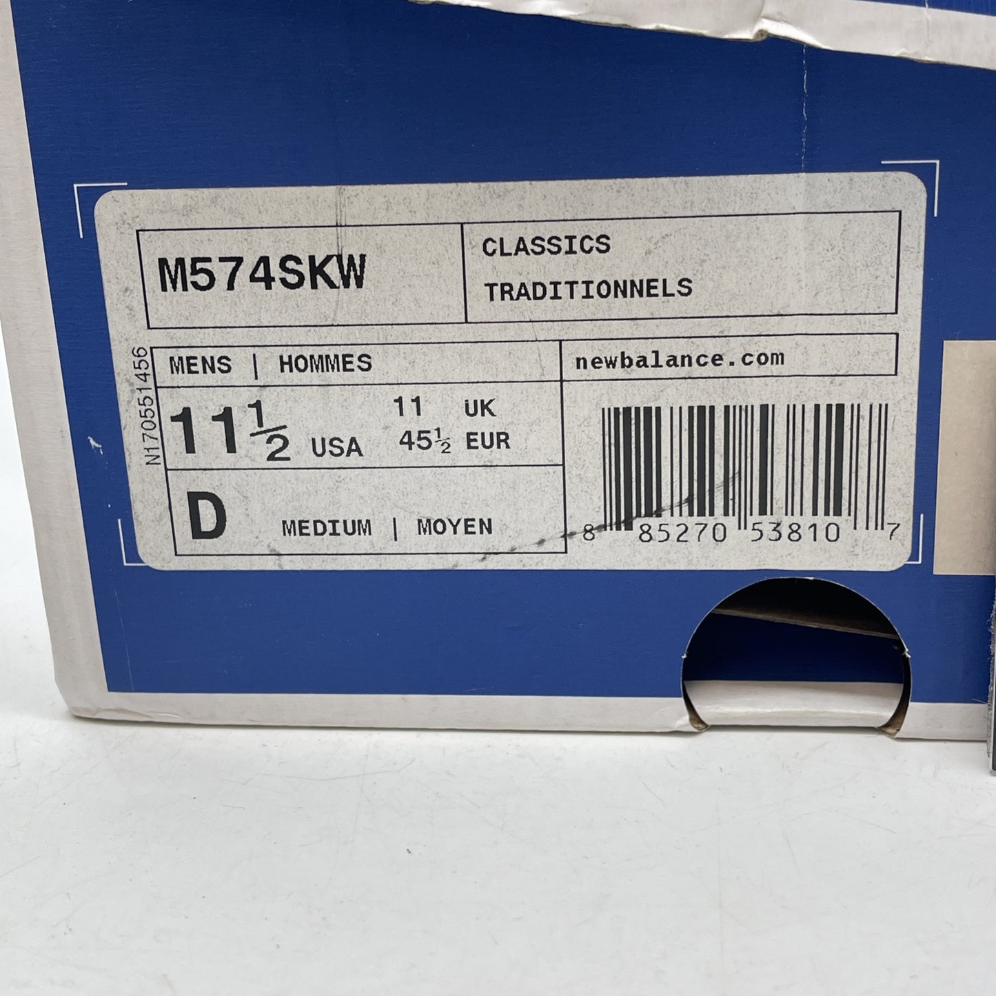 Size 11.5 - New Balance M574 Black White Silver Suede Leather (M574SKW)