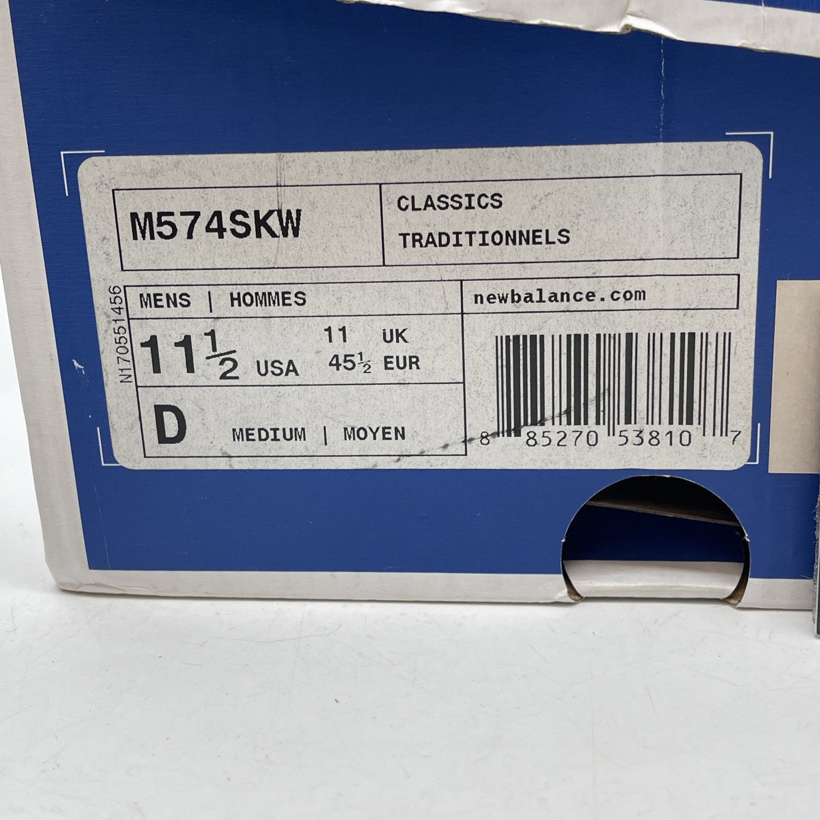 Size 11.5 - New Balance M574 Black White Silver Suede Leather (M574SKW)